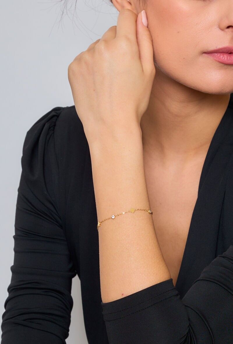 Bracciale sottile con strass in acciaio inossidabile 324AQ09