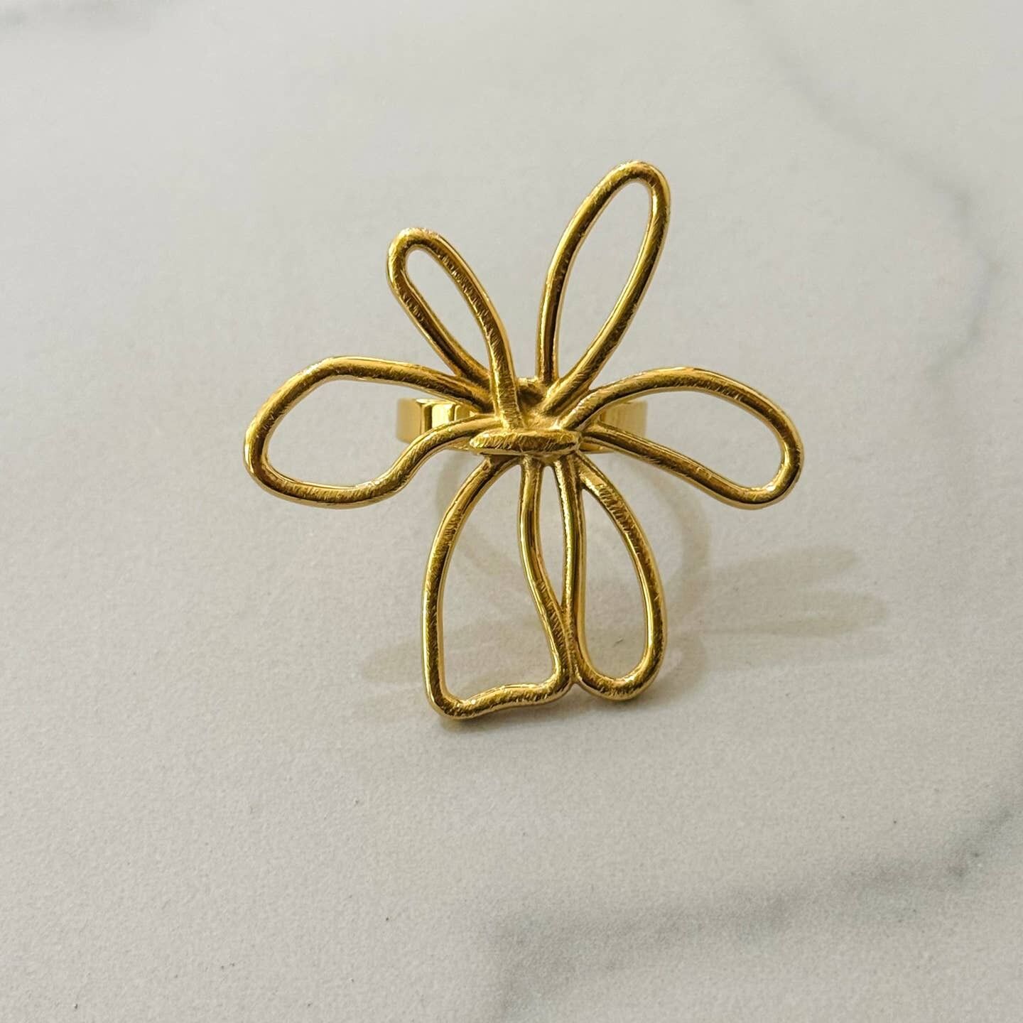 Brushed Gold Irregular Floral Ring