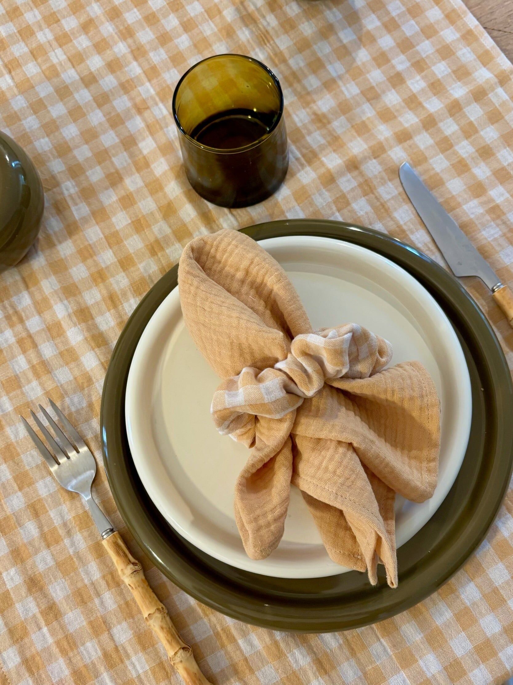 Chemin de table Vichy Jaune blé – Gaze de coton – 50x150cm