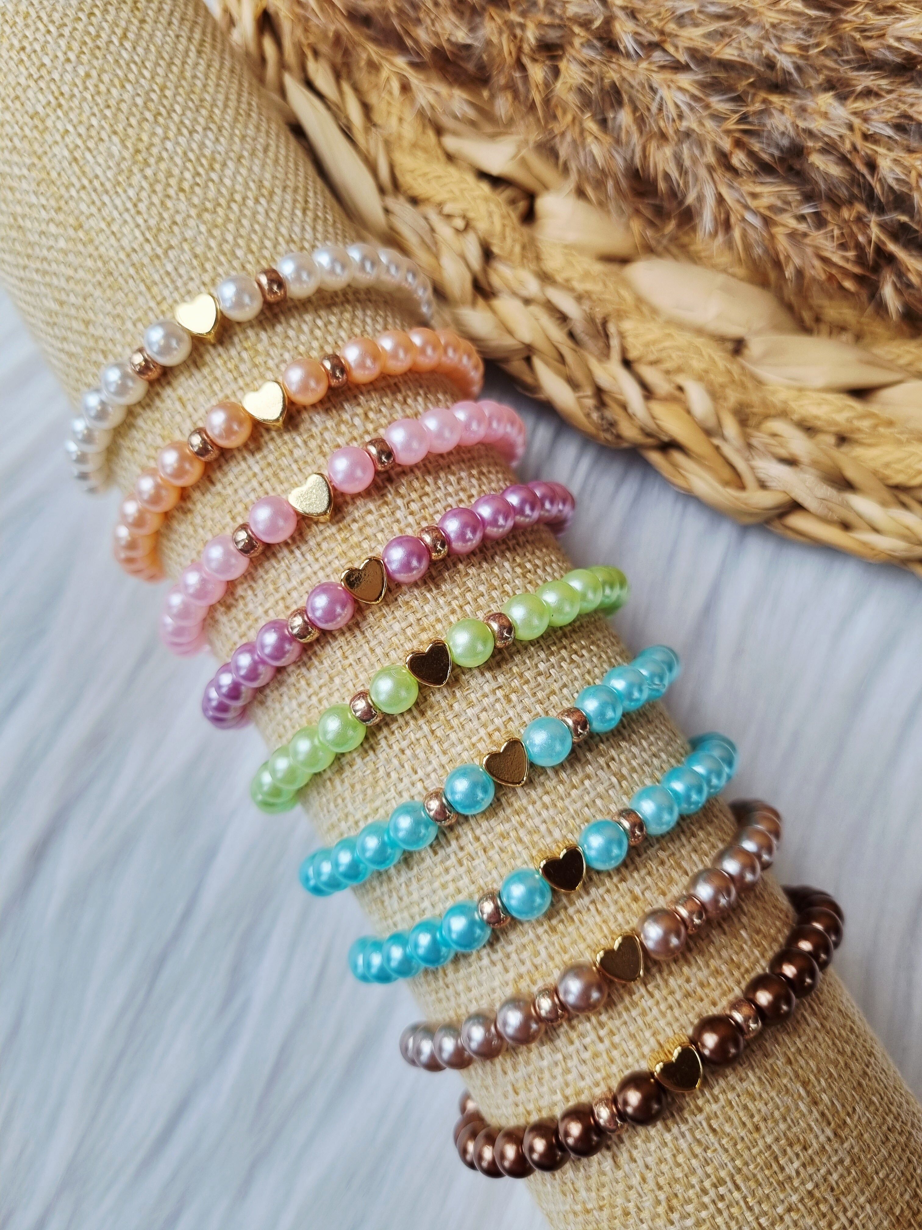 Pulsera infantil - Corazón de perlas