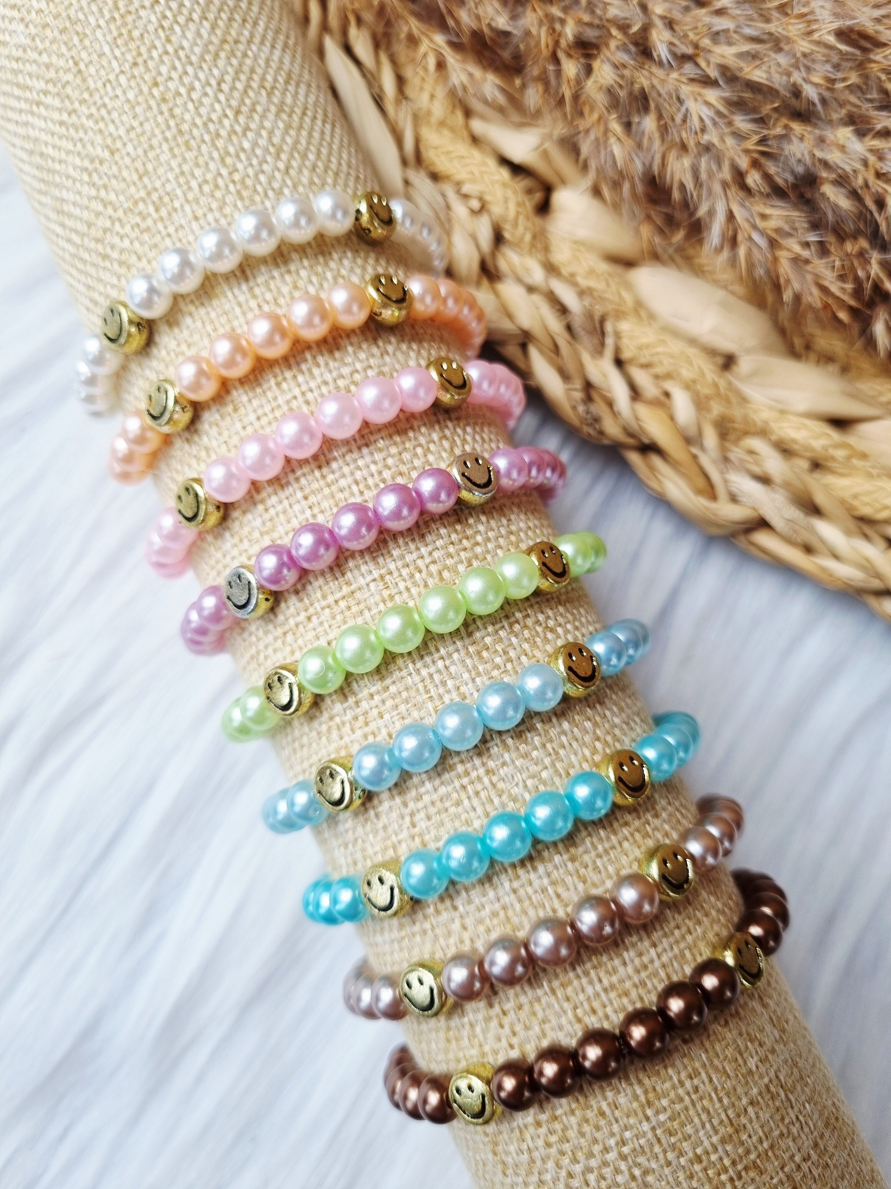 Children's bracelet - Pearl smiley gold