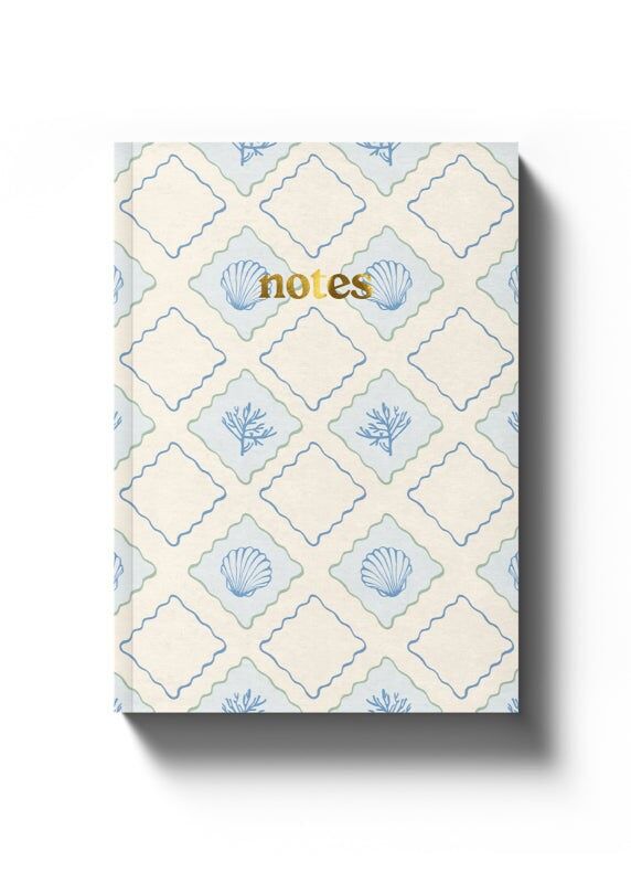 Notizbuch mit luxuriösem Muster – Blaue Muscheln