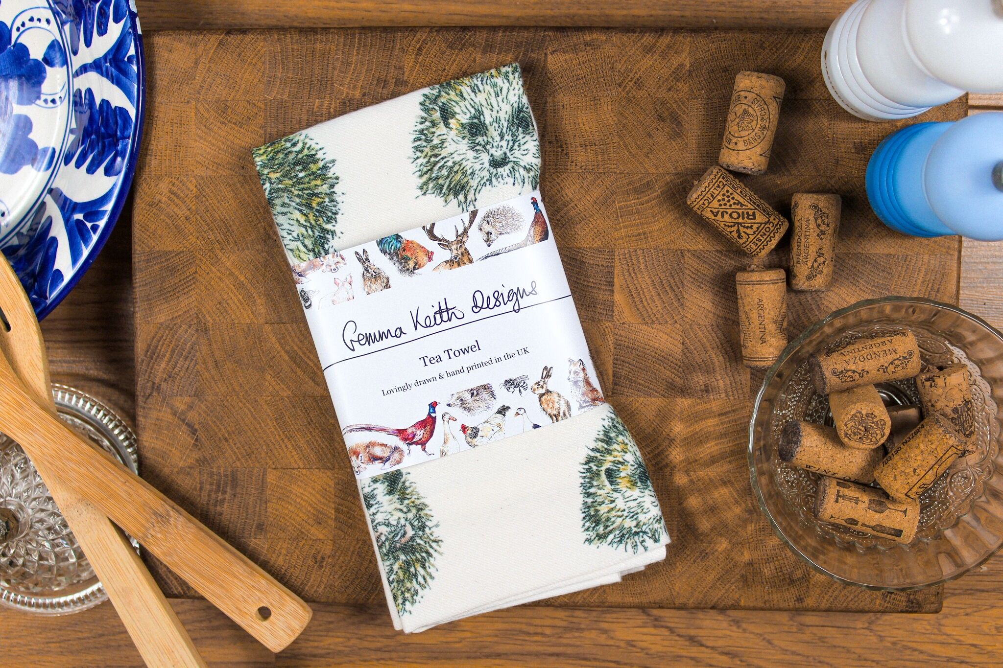 Strofinaccio stampato a mano con riccio in cotone e poliestere riciclato 50x70 cm