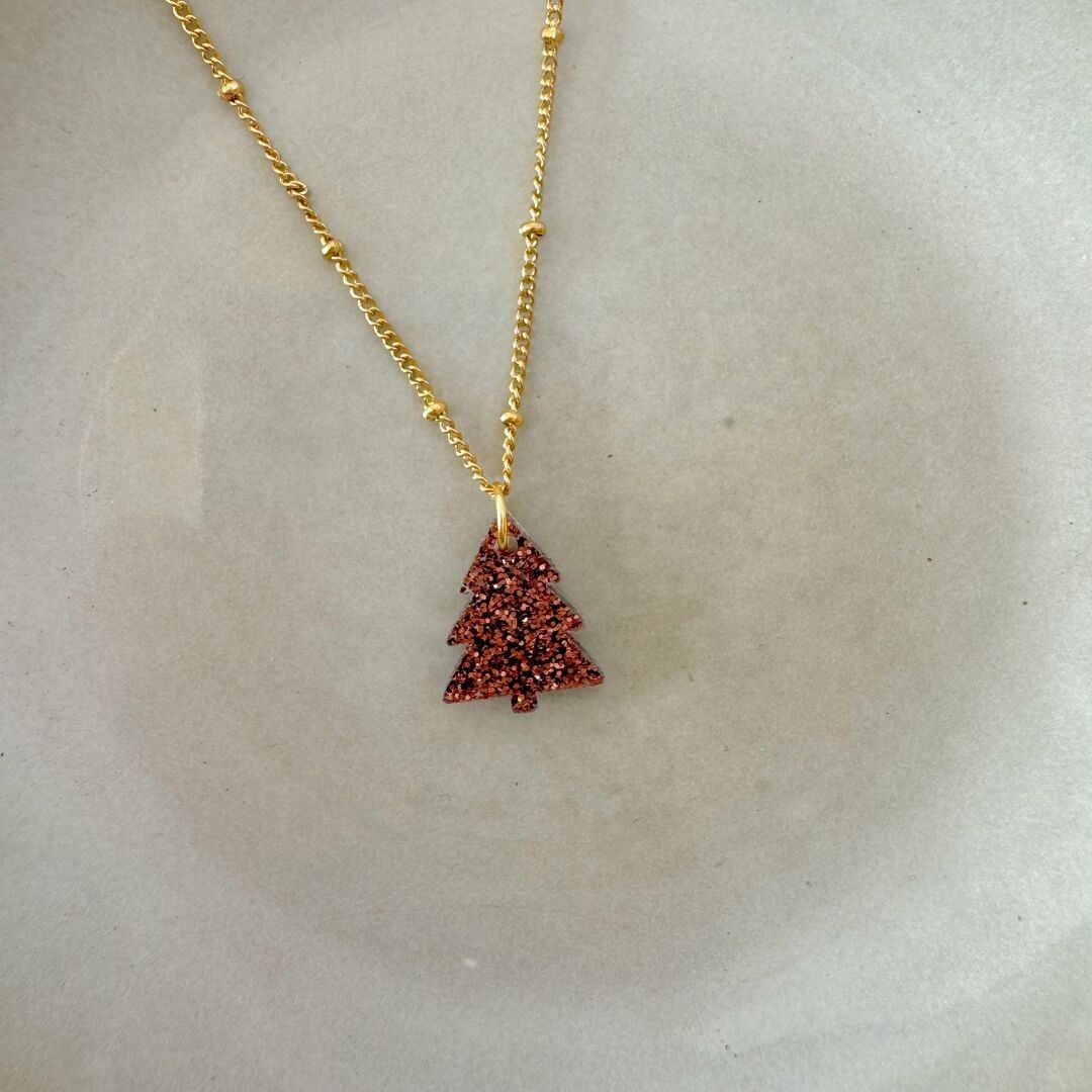 Festliche Leucht-Halskette | Weihnachtsbaum - Schokolade