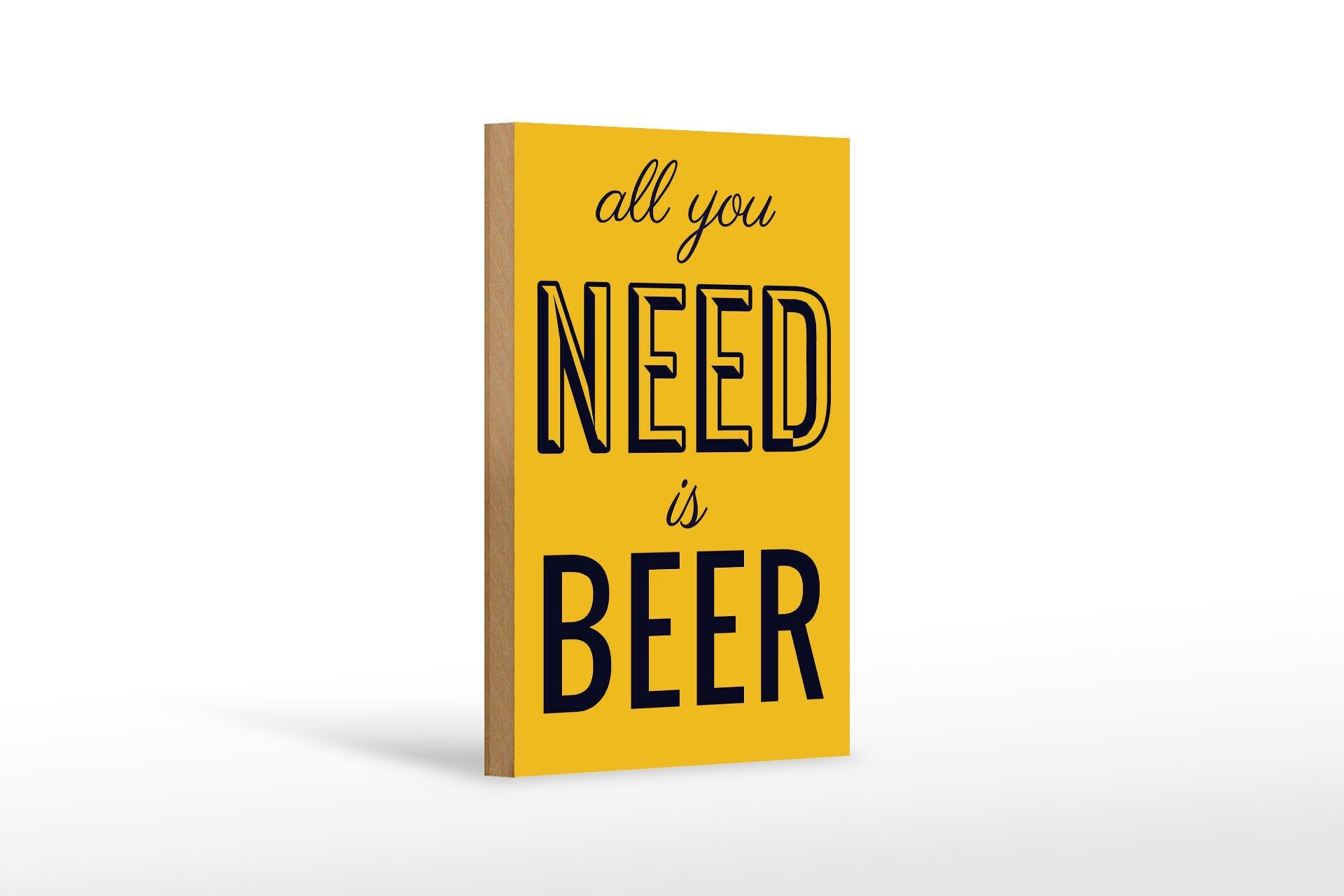 Panneau décoratif en bois « Alcool » 12 x 18 cm. Tout ce qu'il vous faut, c'est de la bière.