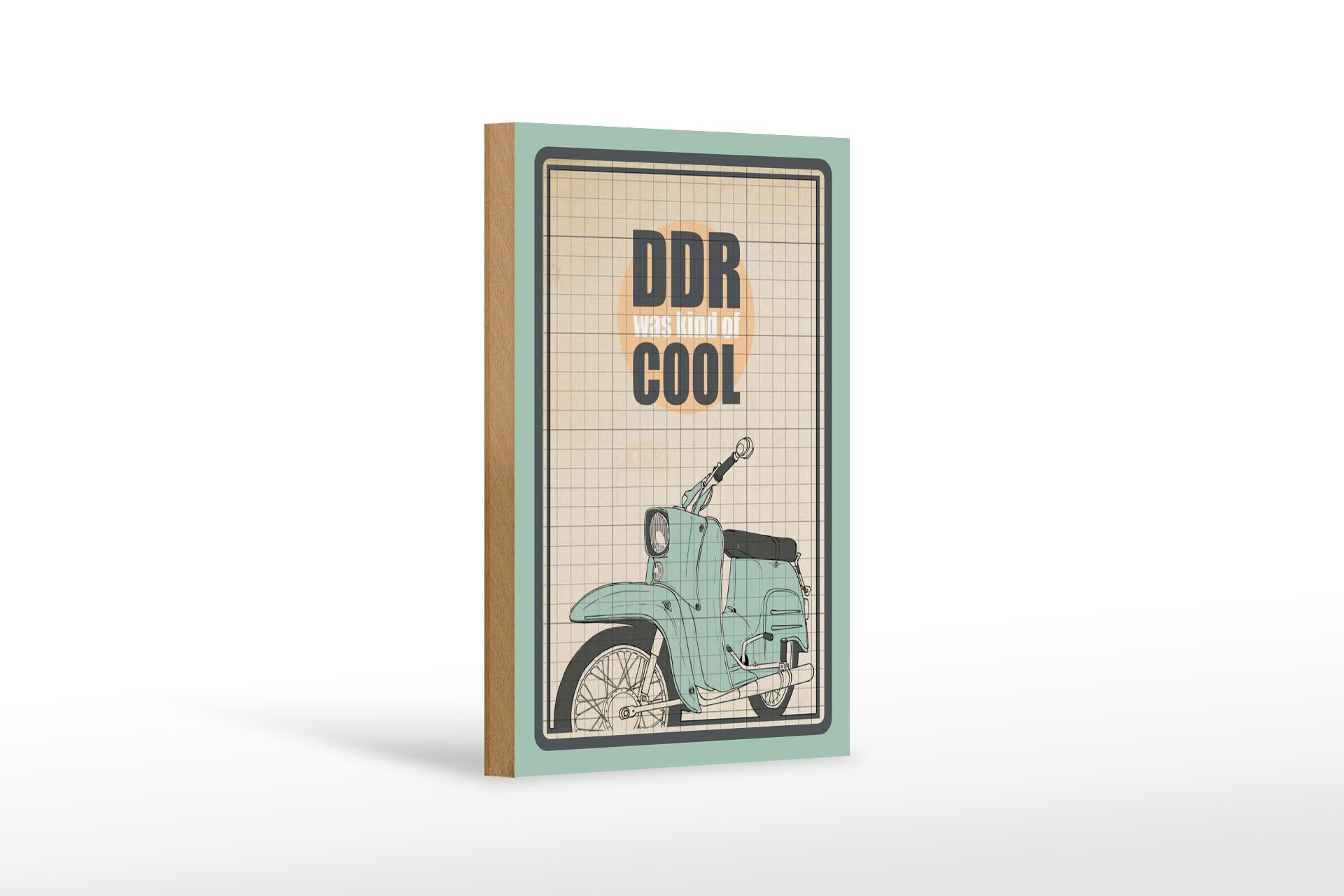 Holzschild Retro 12x18 cm DDR was kind of cool Mofa Deko Schild