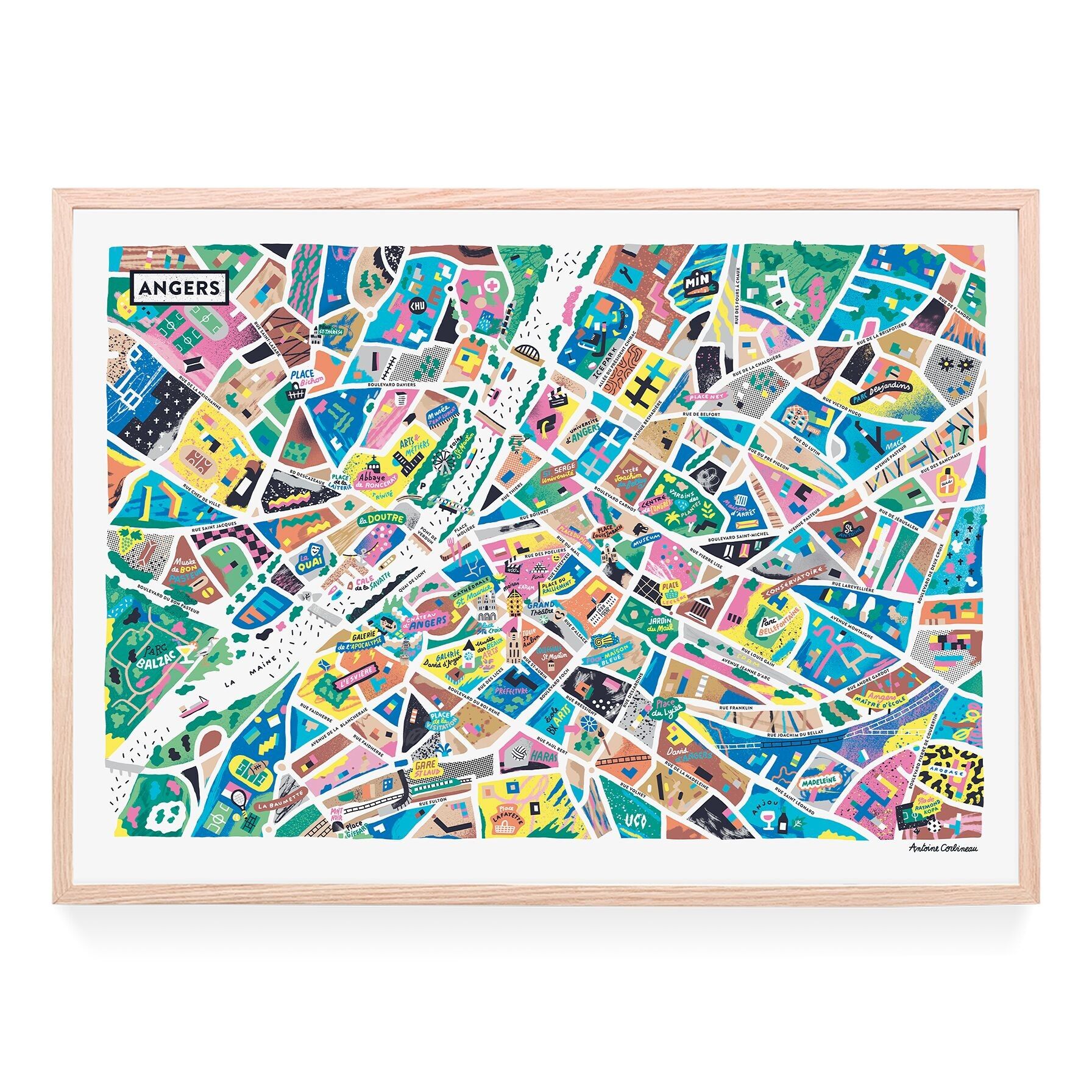 Affiche illustrée d'Angers par Antoine Corbineau