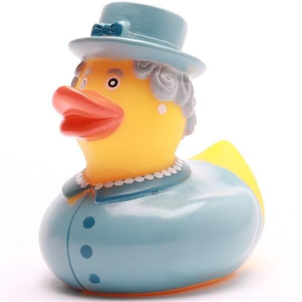 Canard de bain Reine Elizabeth II.- bleu - canard en caoutchouc
