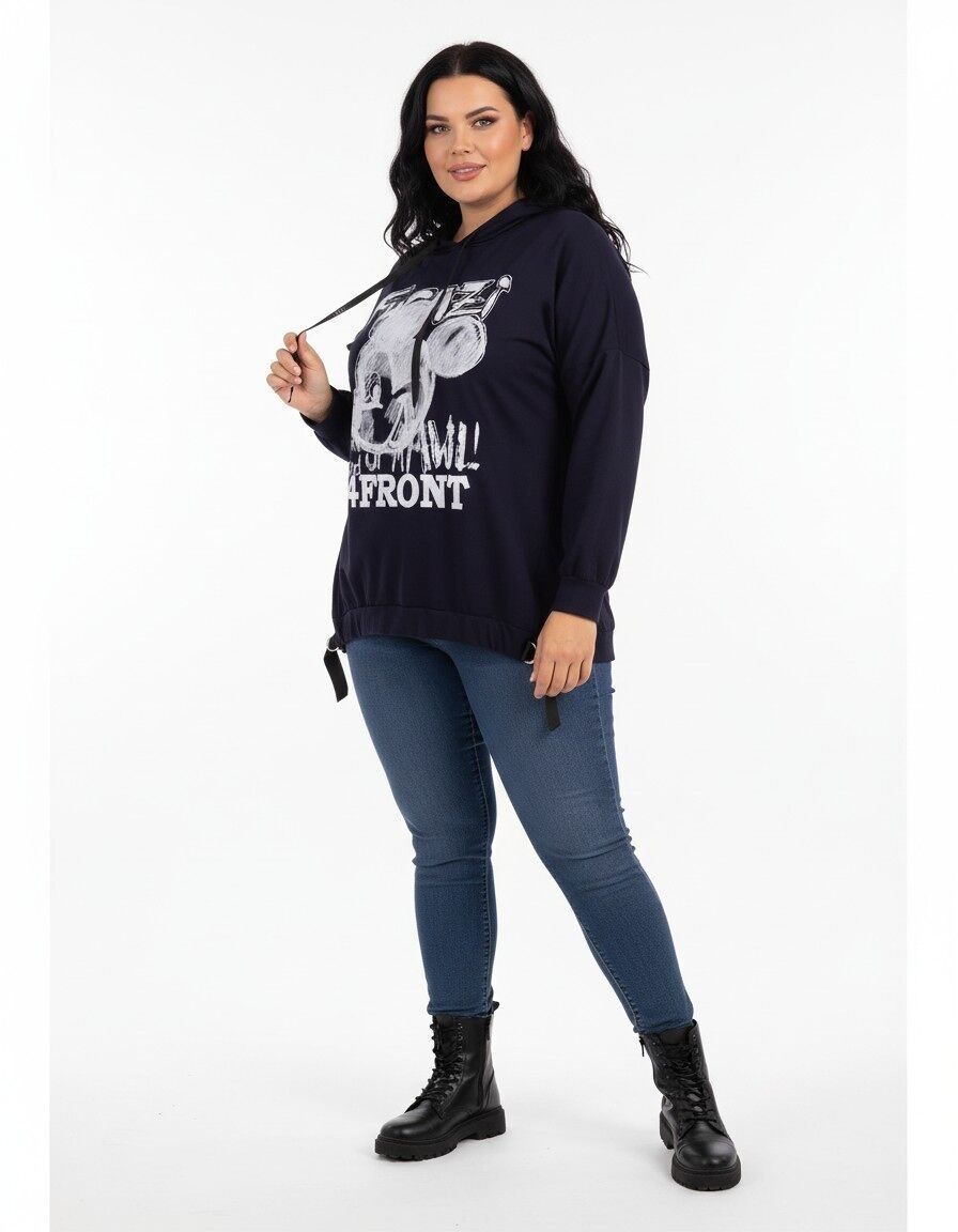 Sudadera con capucha y grafiti azul de talla grande (T05557)