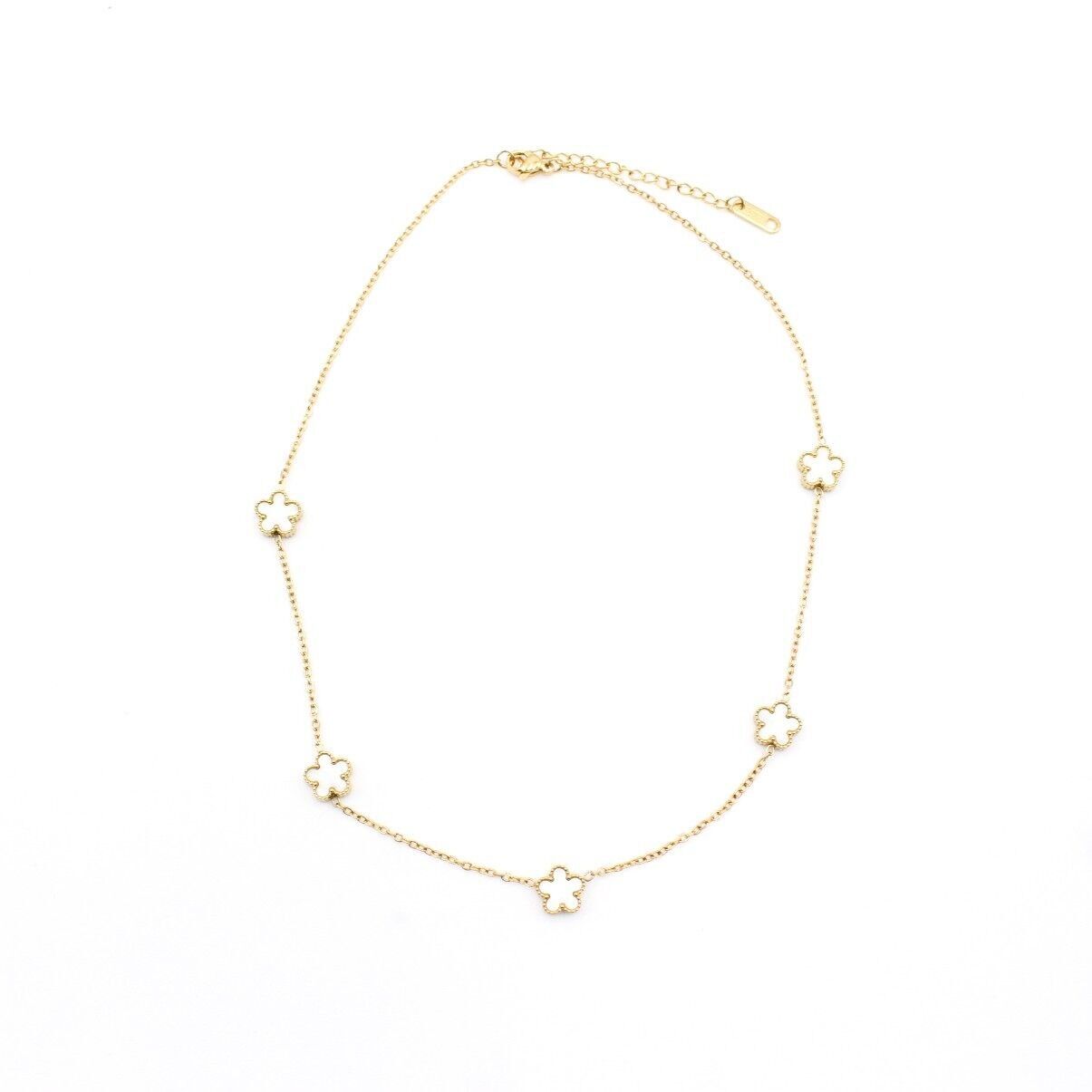 Collana trendy in acciaio con fiori