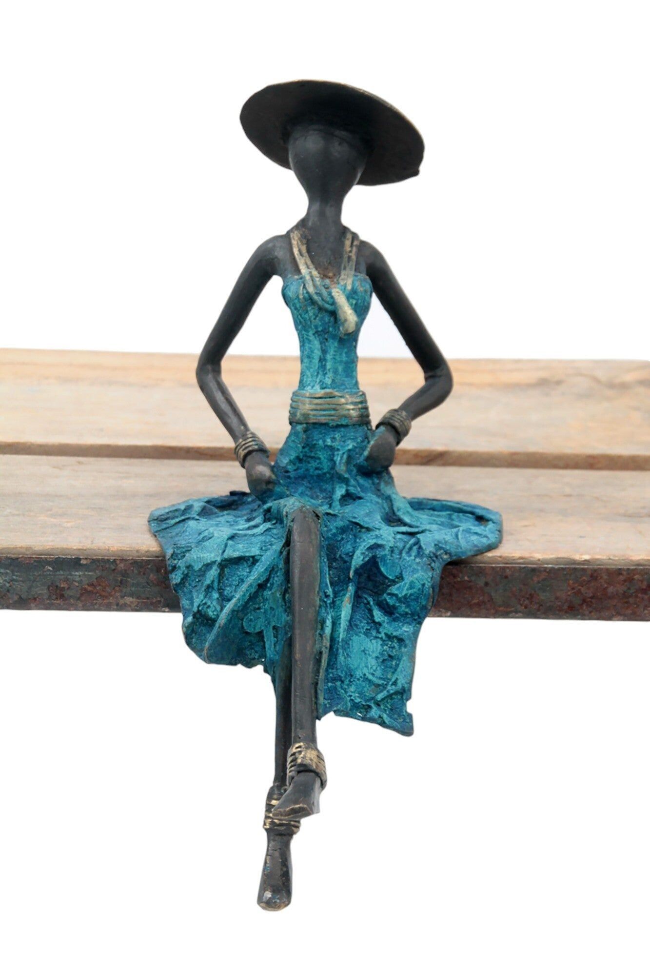 Bronzo seduto 25 cm blu n. 23