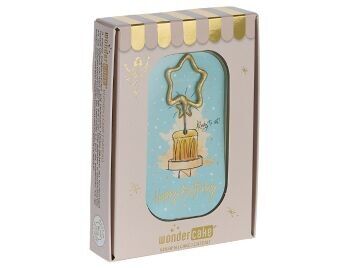 Happy Birthday blue Wondercake deluxe pink star gold