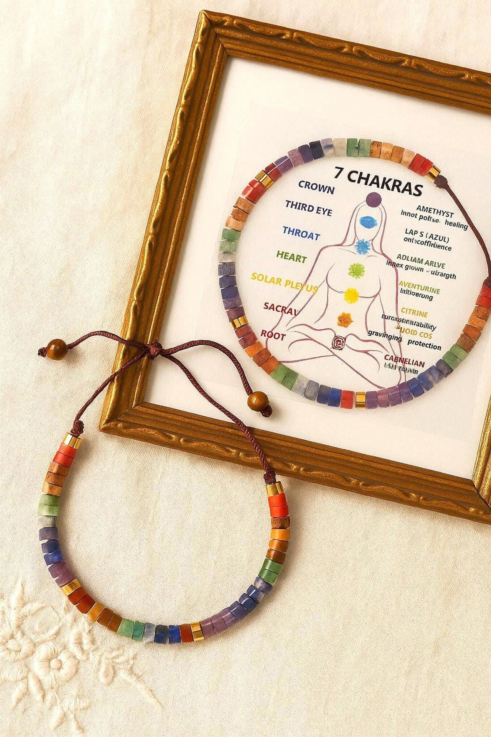 Adjustable 7 Chakra Natural Stone Bracelet