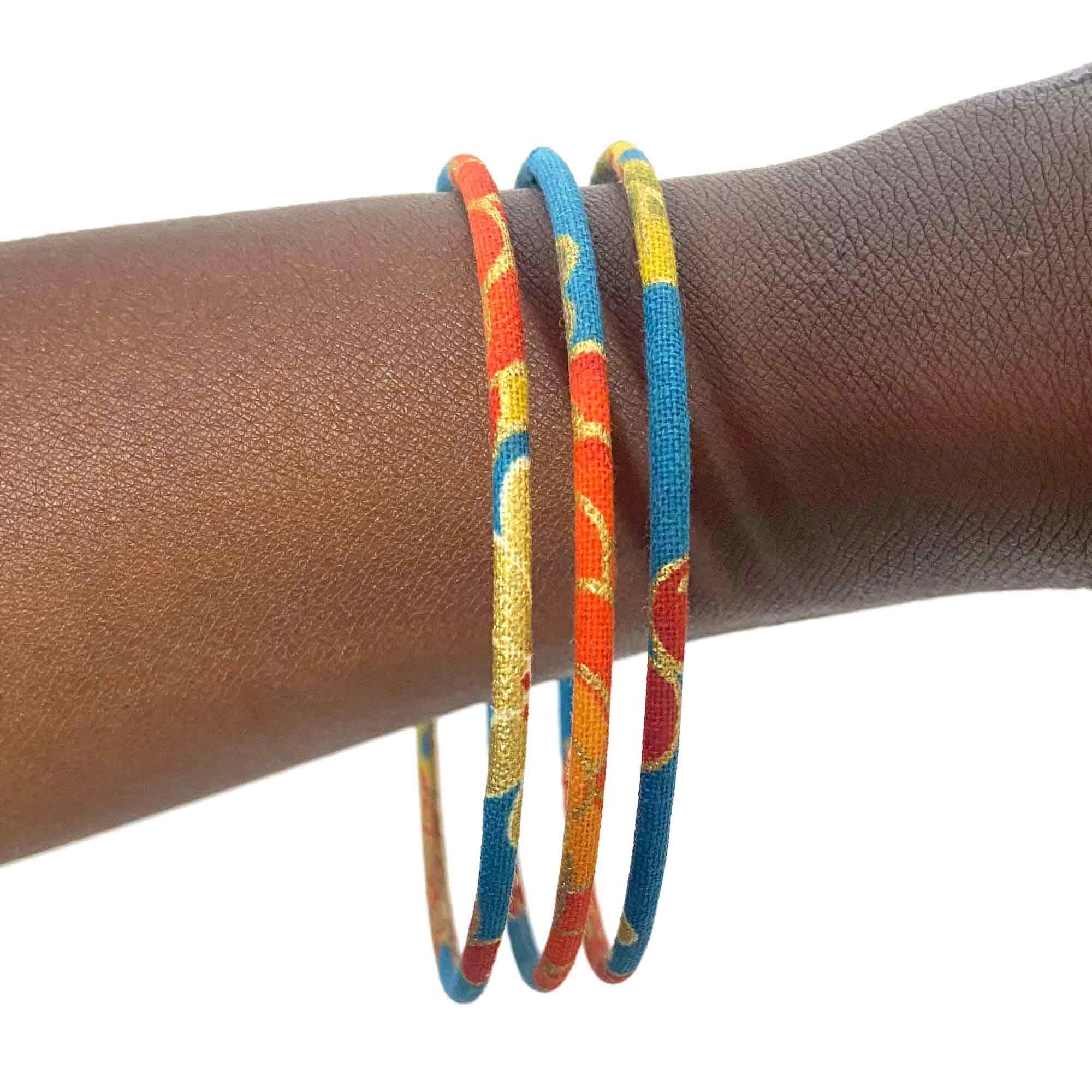 Dünnes japanisches Kiku-Armband in Türkis und Gold – 2 Größen