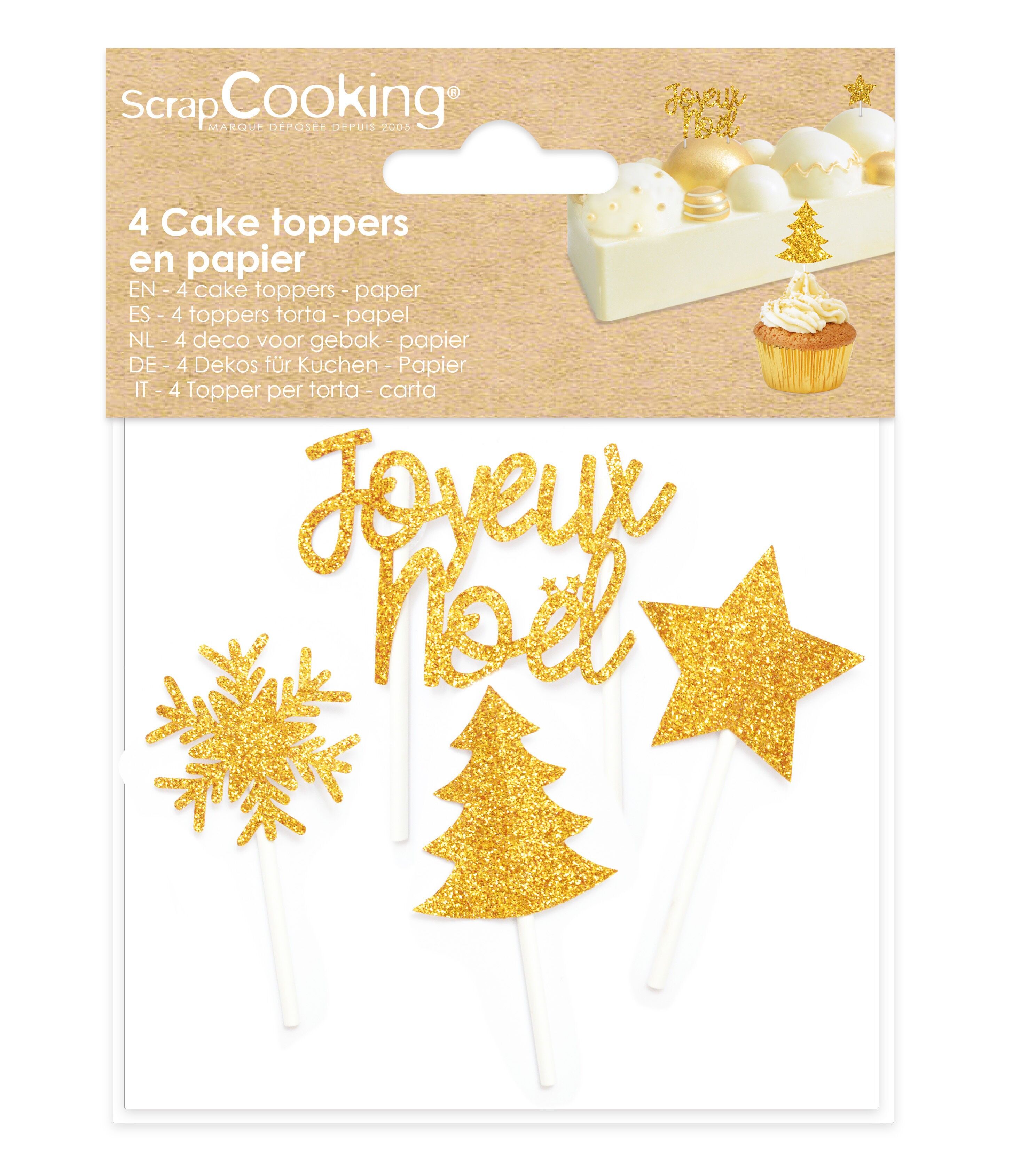 4 goldene Weihnachtsaccessoires