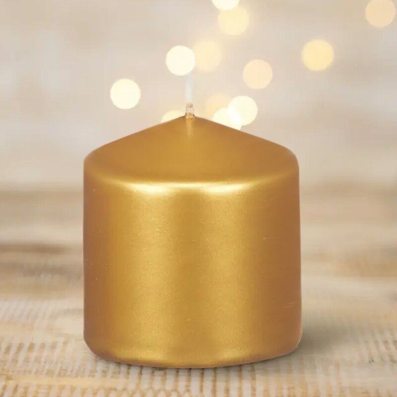 Bougie métallique dorée en forme de taco (lot de 4), 8 cm de diamètre.