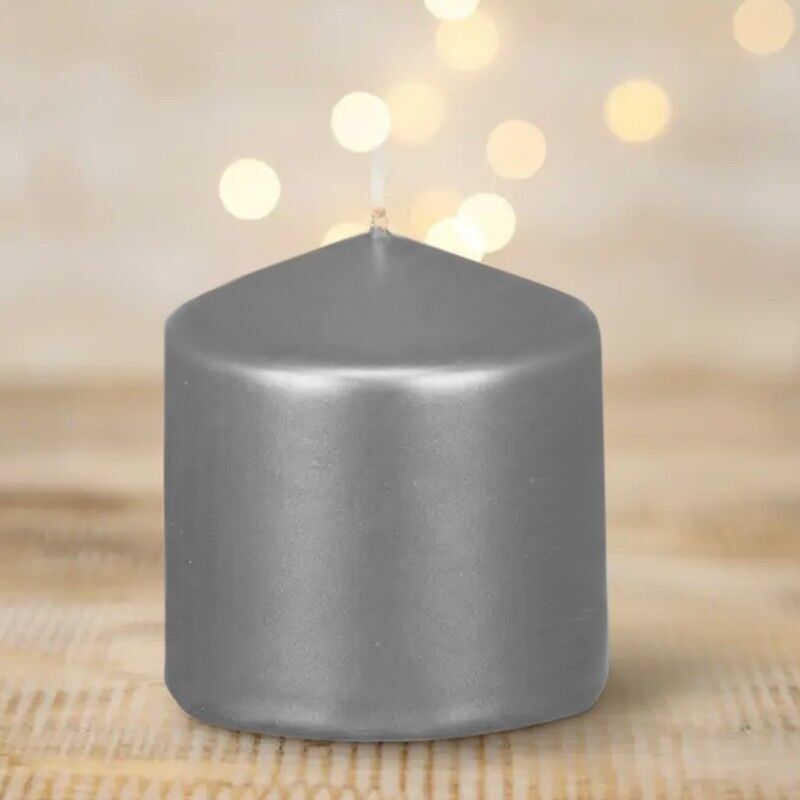 Silber – 4 Stück metallische 8-cm-Kerzenhalter