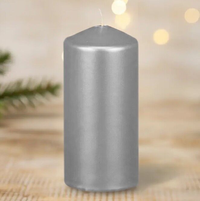 Plata - 4 uds vela taco metalizada 15,5 cm