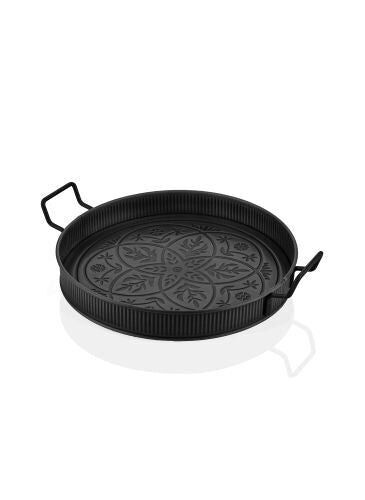 Black Round Serving Tray