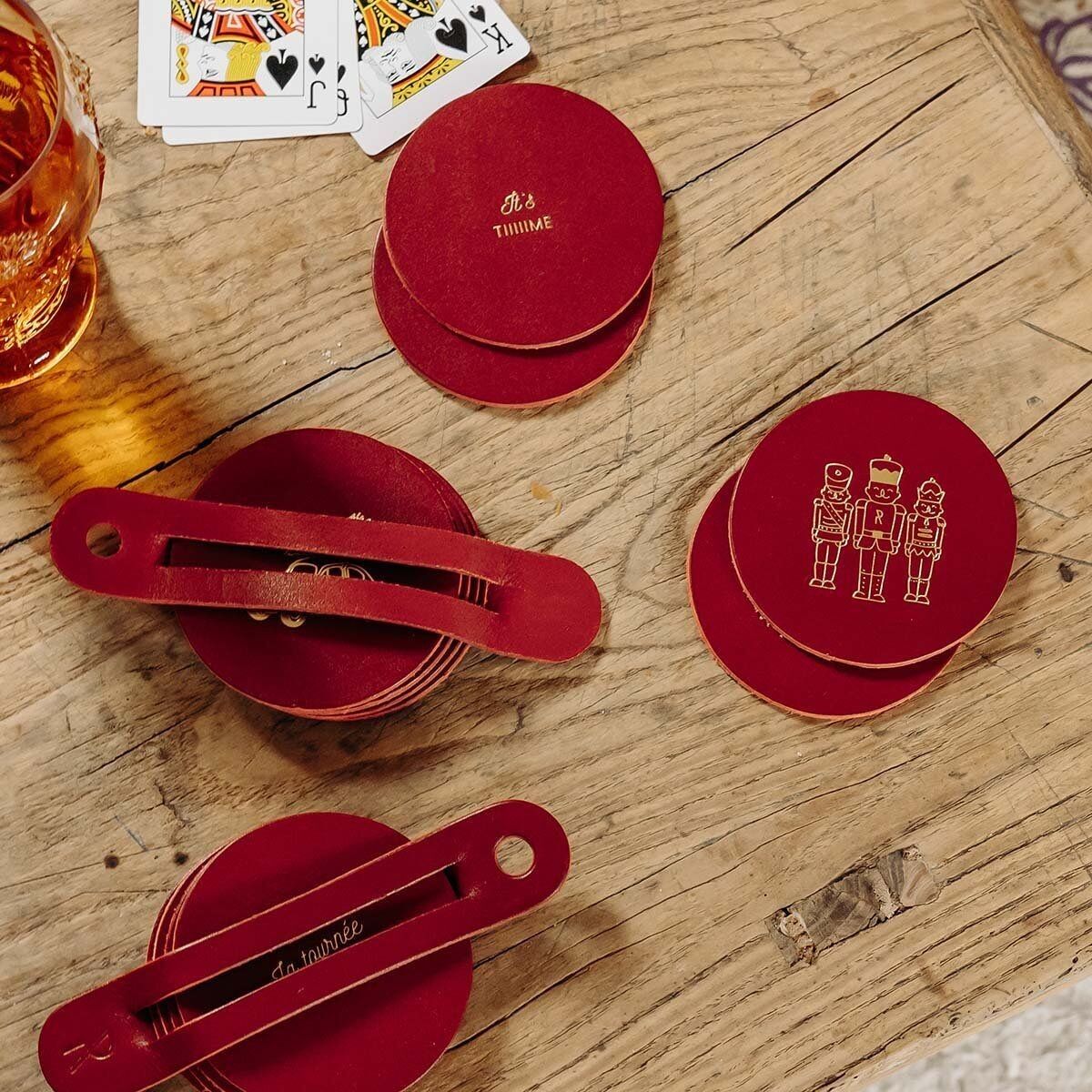 Christmas leather coasters - illustrations