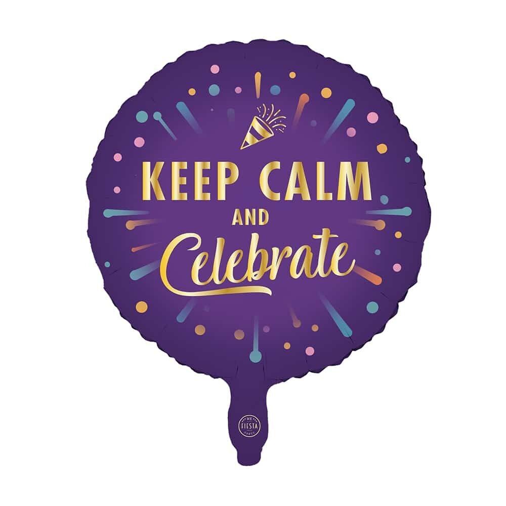 Folienballon, 18 Zoll, rund – „Ruhe bewahren und feiern“