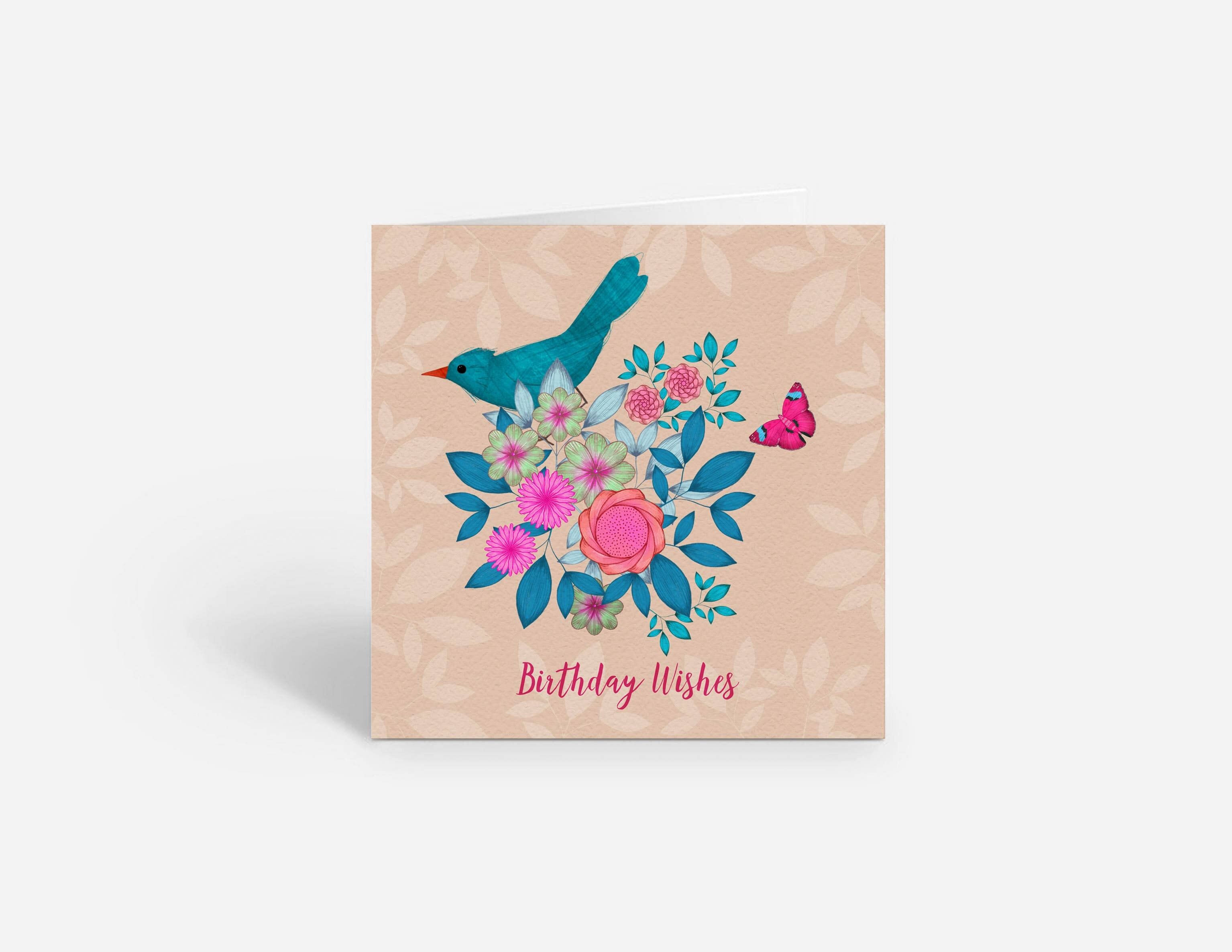 Geburtstagskarte – Hübscher Vogel und Schmetterling