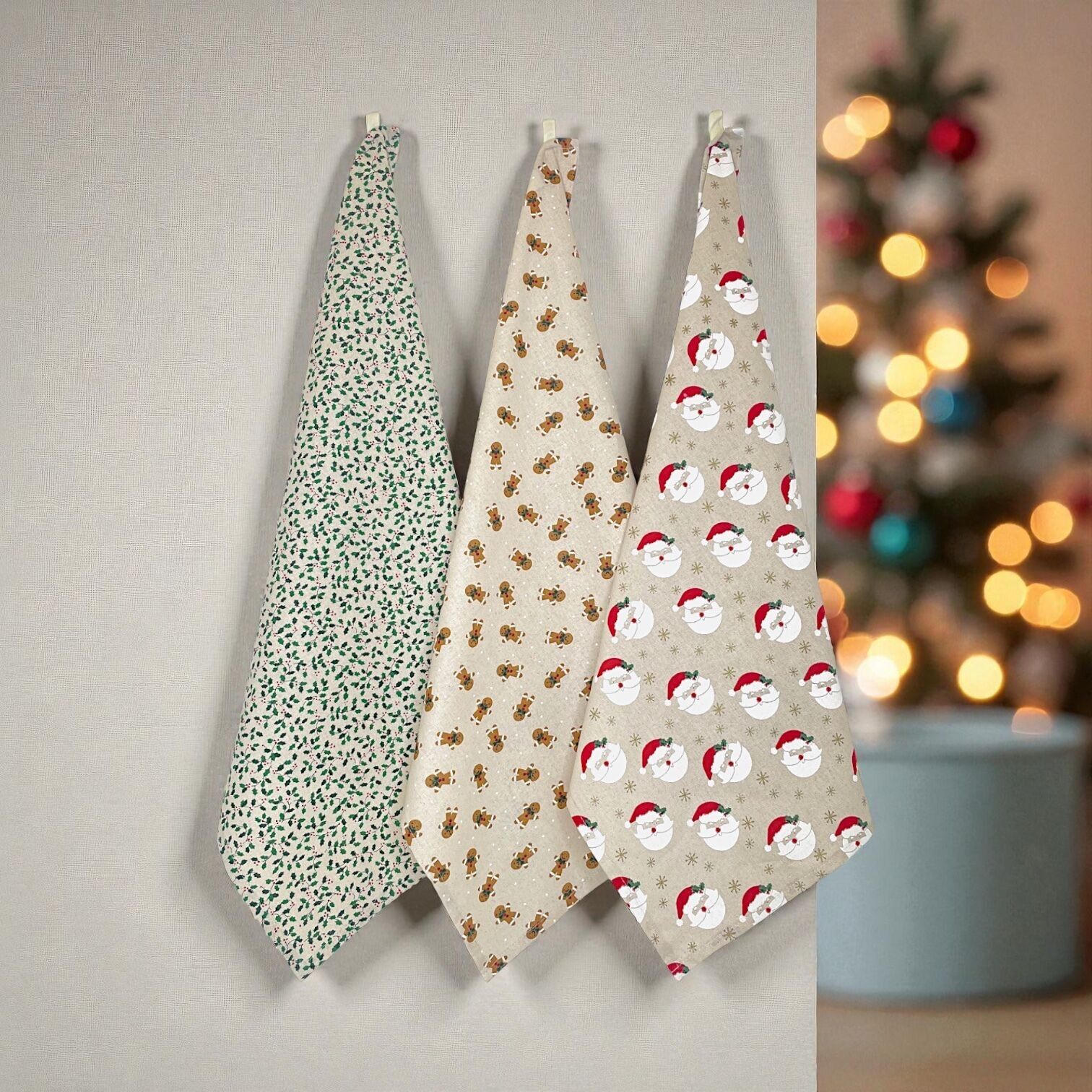 Pack of 6 tea towels, "Santa Claus"