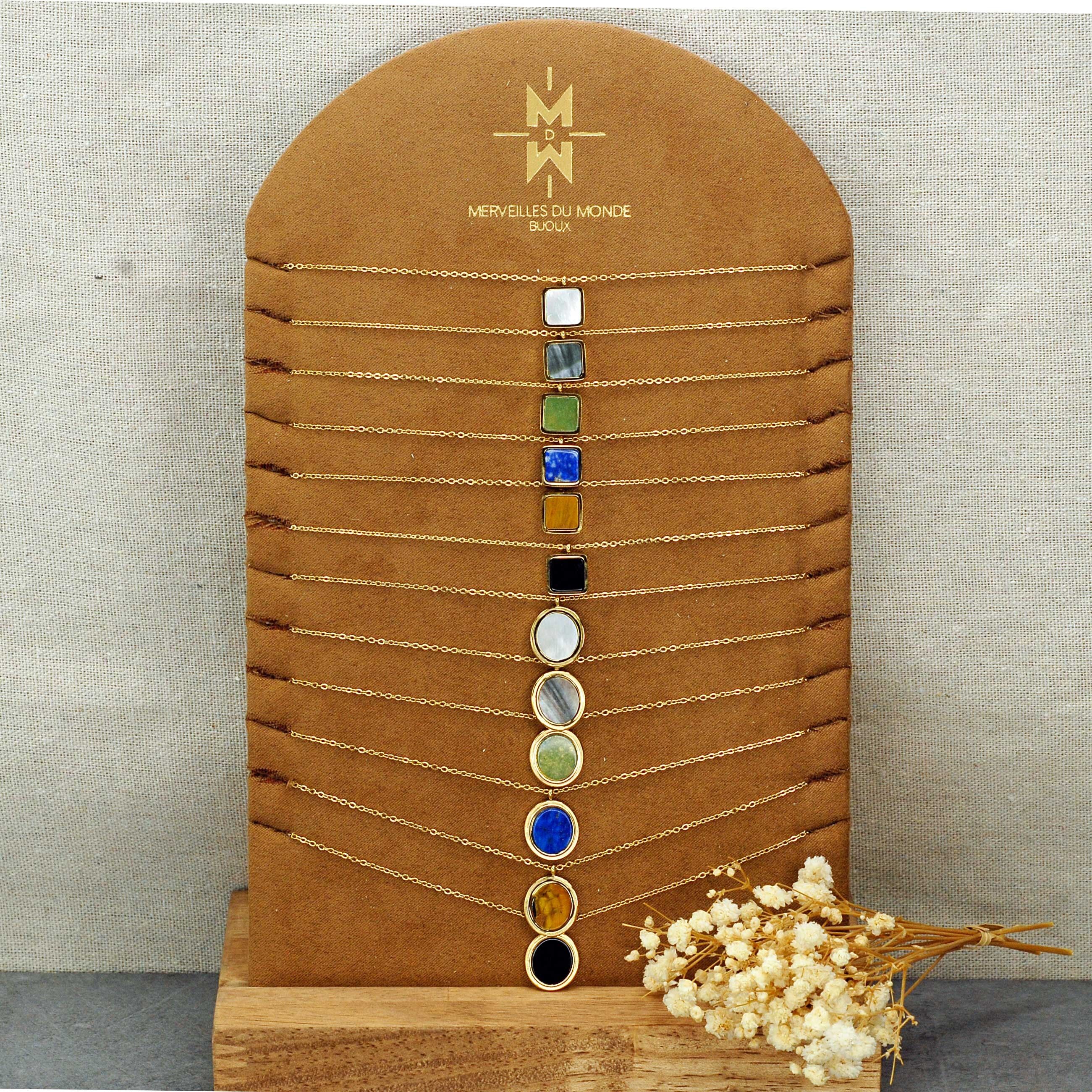 Set di 12 collane o bracciali in acciaio inossidabile e pietre naturali