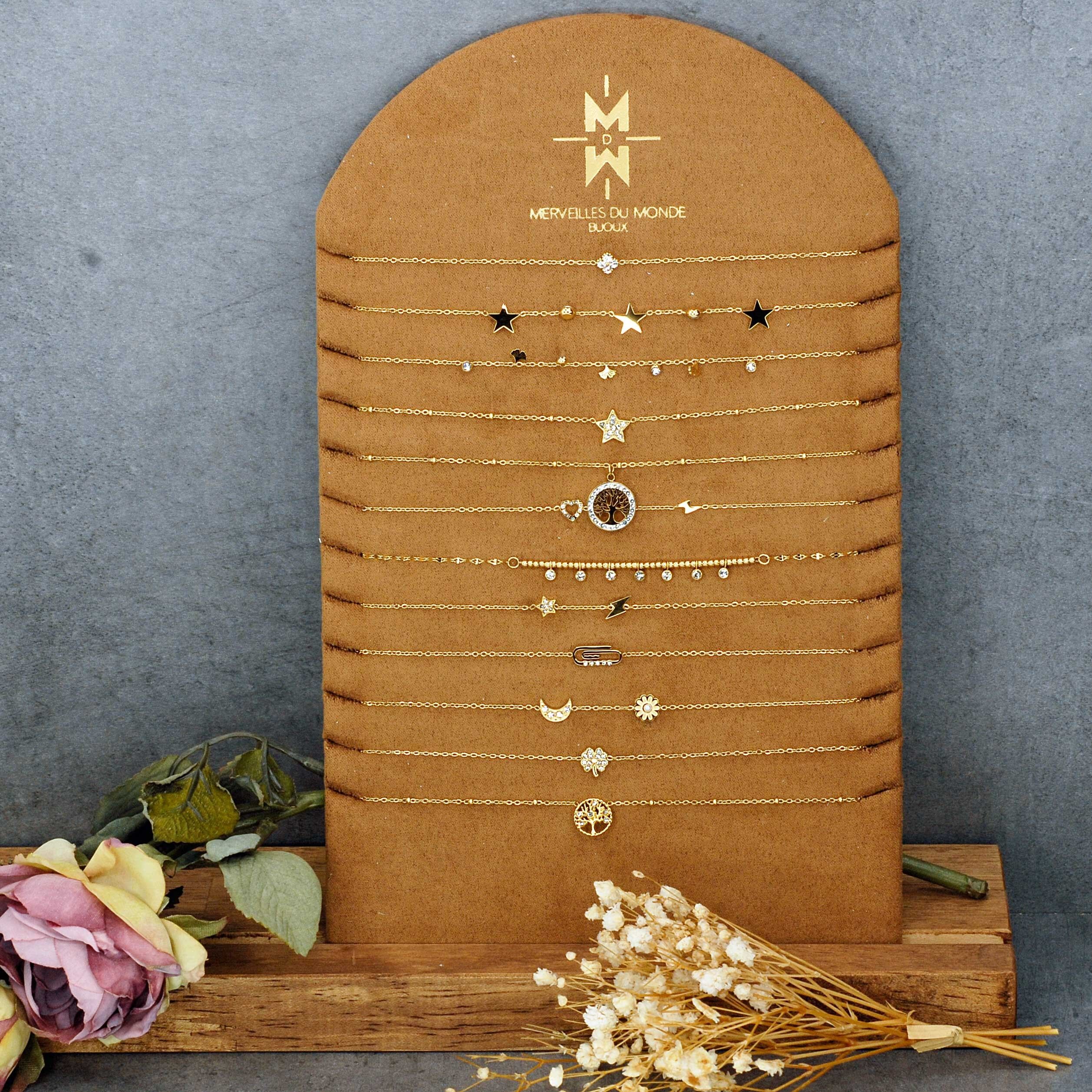 Set of 12 stainless steel and rhinestone necklaces