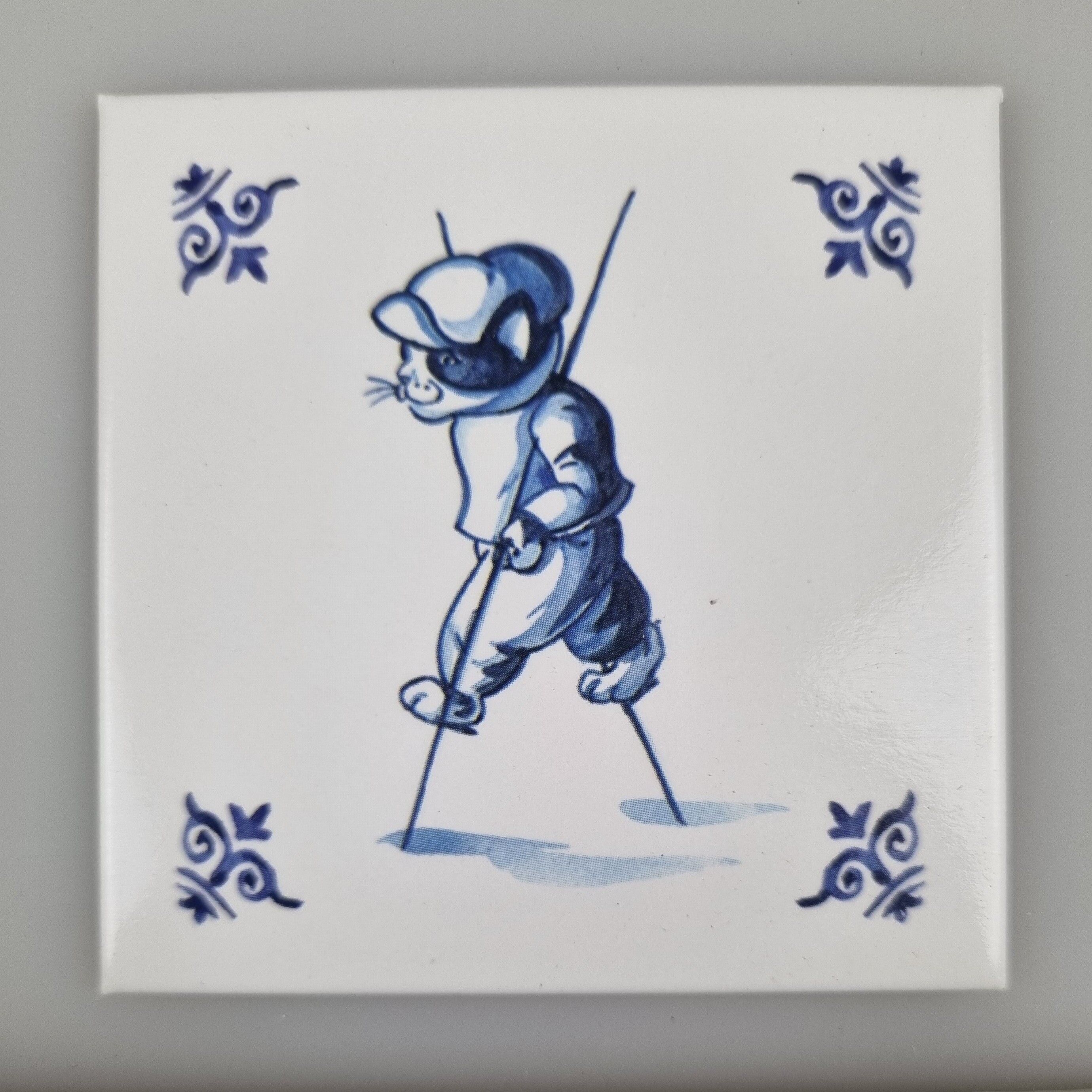 Aimant de réfrigérateur - Chat (bleu de Delft) - Échassier