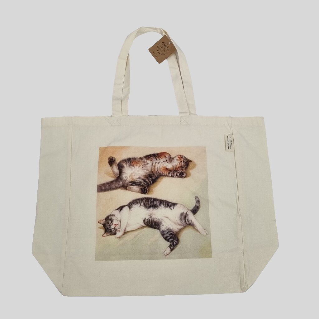 Sac cabas en coton imprimé - Chats couchés