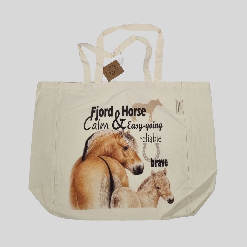 Sac cabas en coton imprimé - Cheval des fjords