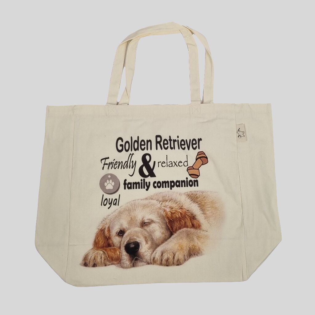 Sac cabas en coton imprimé - Golden Retriever