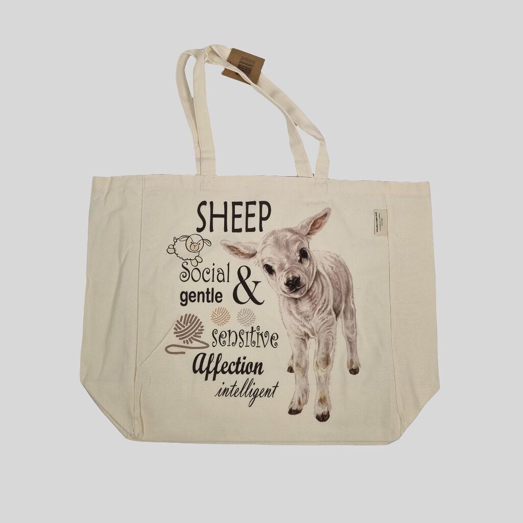 Sac cabas en coton imprimé moutons