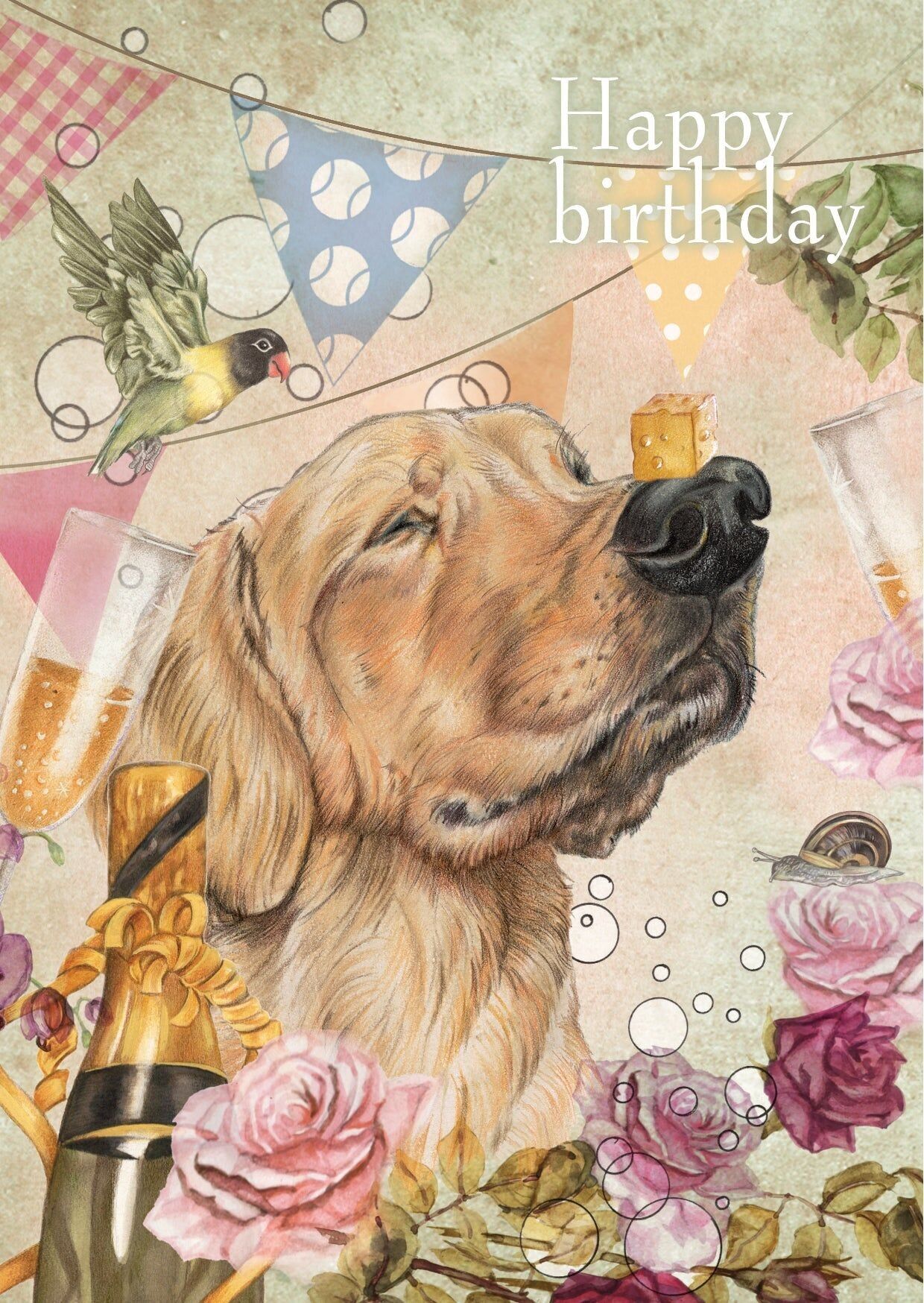 Carte pliante sur pied - Joyeux anniversaire - Chien