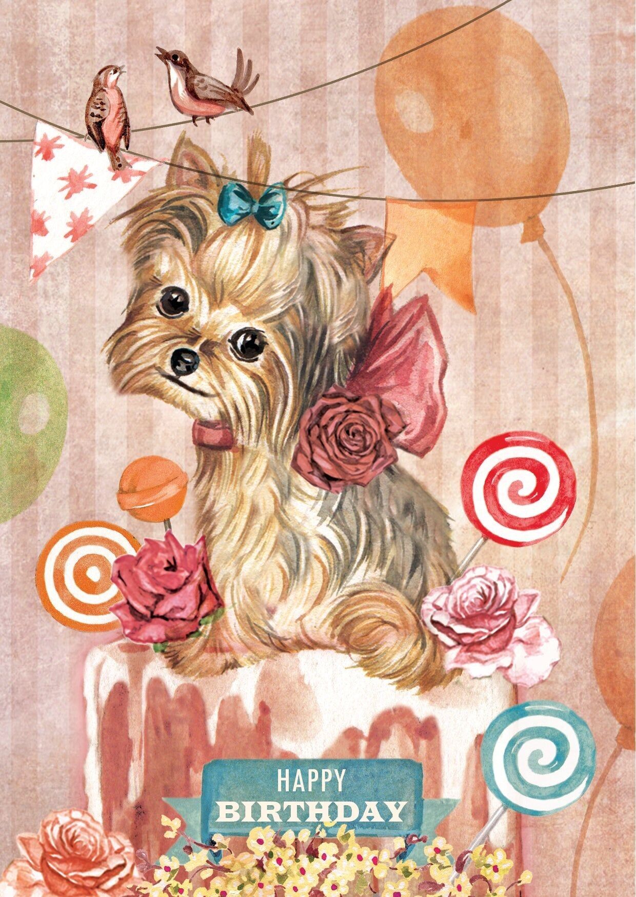 Thème de carte pliante sur pied - Joyeux anniversaire -