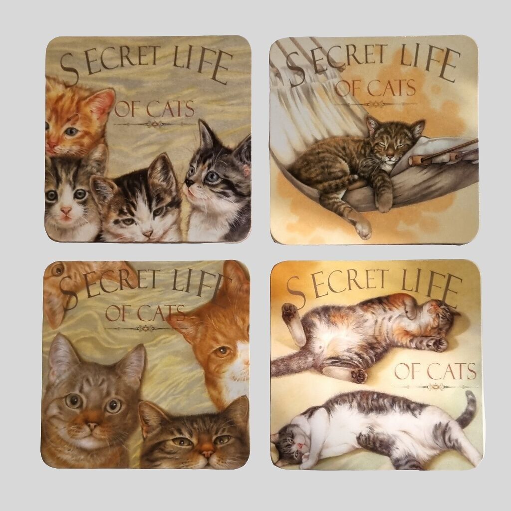 Ensemble de 4 sous-verres - Série Chats - La Vie secrète des chats