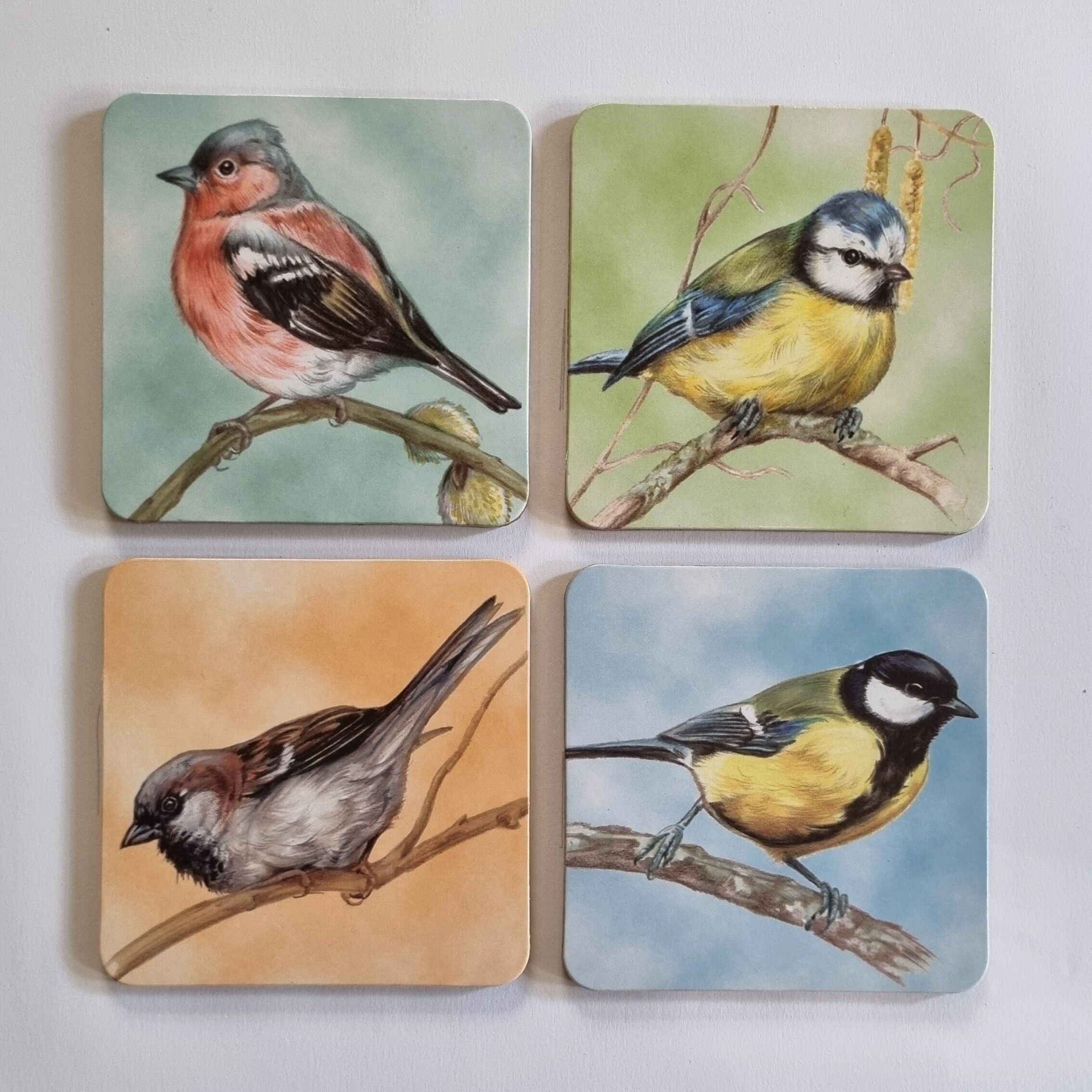 Ensemble de 4 sous-verres - Série Oiseaux 2