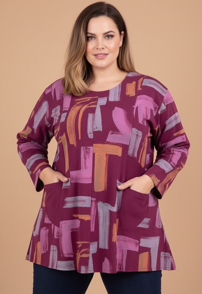 Tunique grande taille imprimé rouge (T90673)