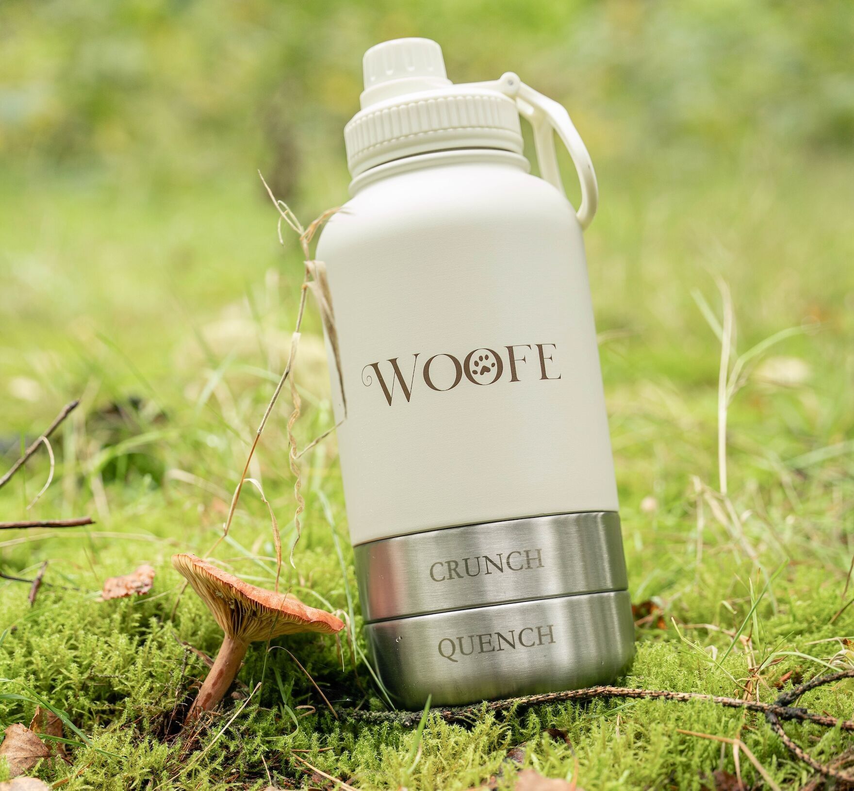 Waterfles - 3 in 1 - RVS - hond - waterbak - snackbak - Wit