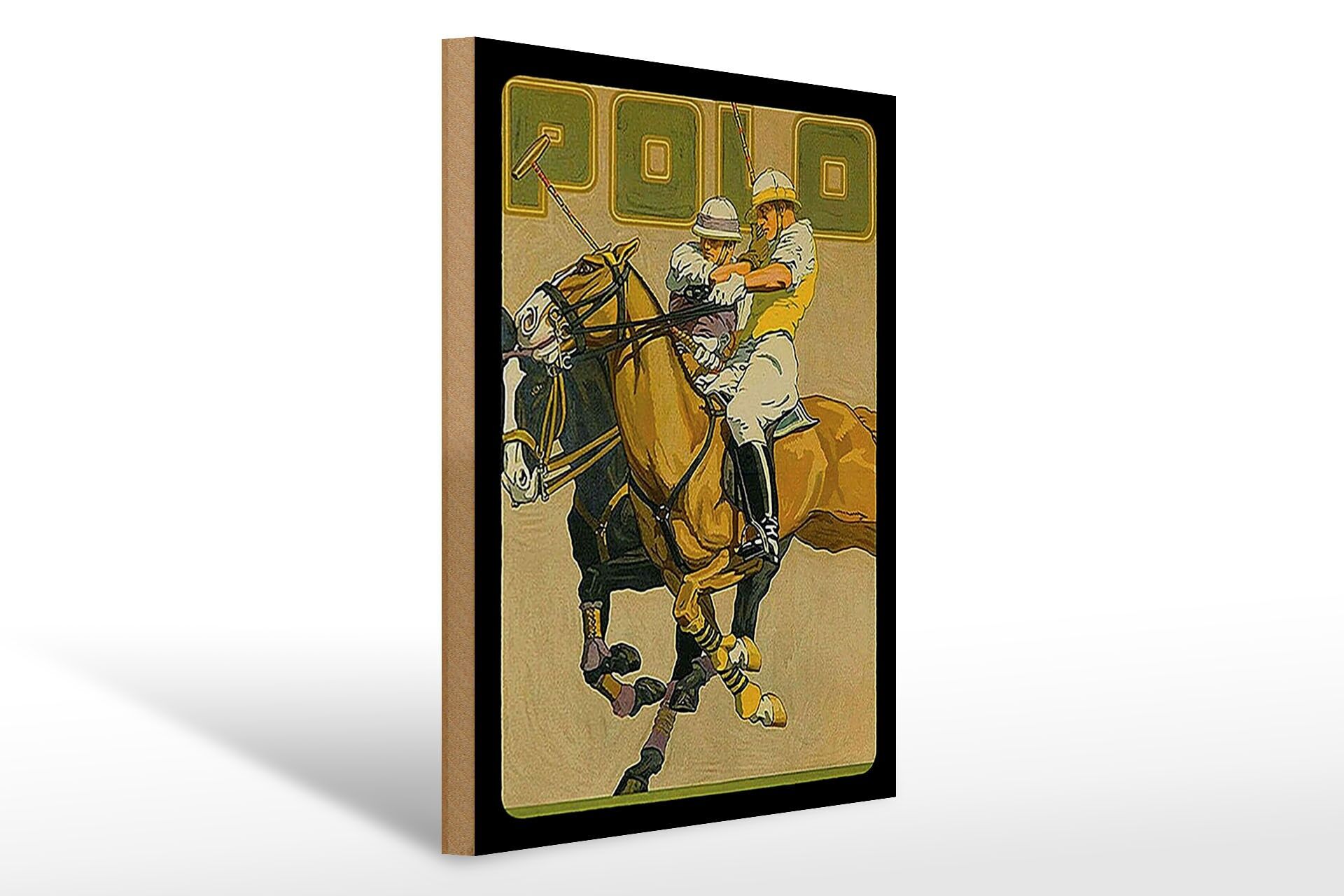 Holzschild Sport 30x40 cm Polo Spieler auf Pferden Deko Schild