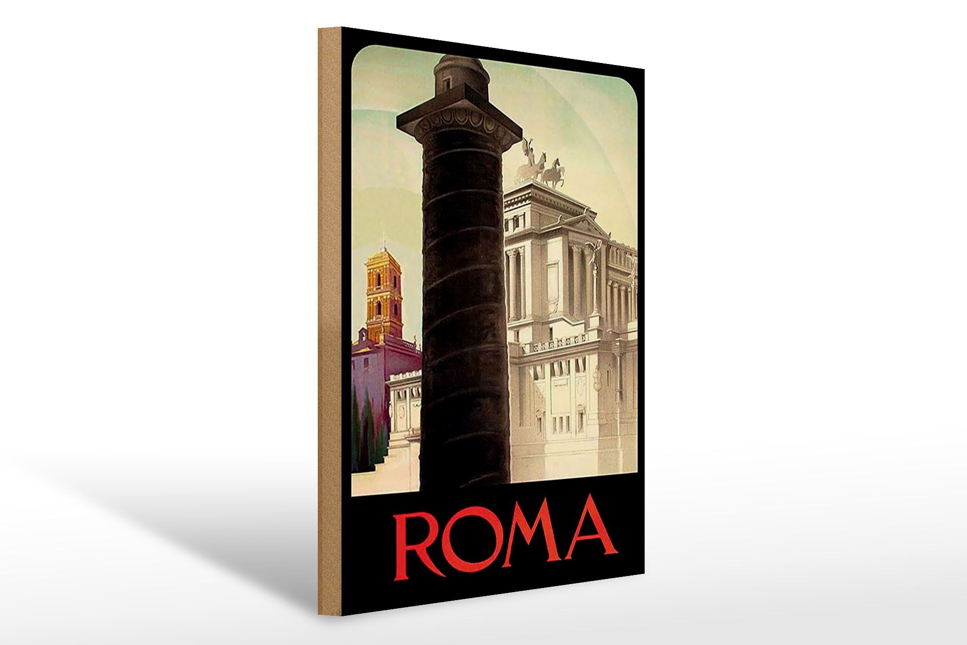 Holzschild Reise 30x40 cm Rom Säule Deko Schild