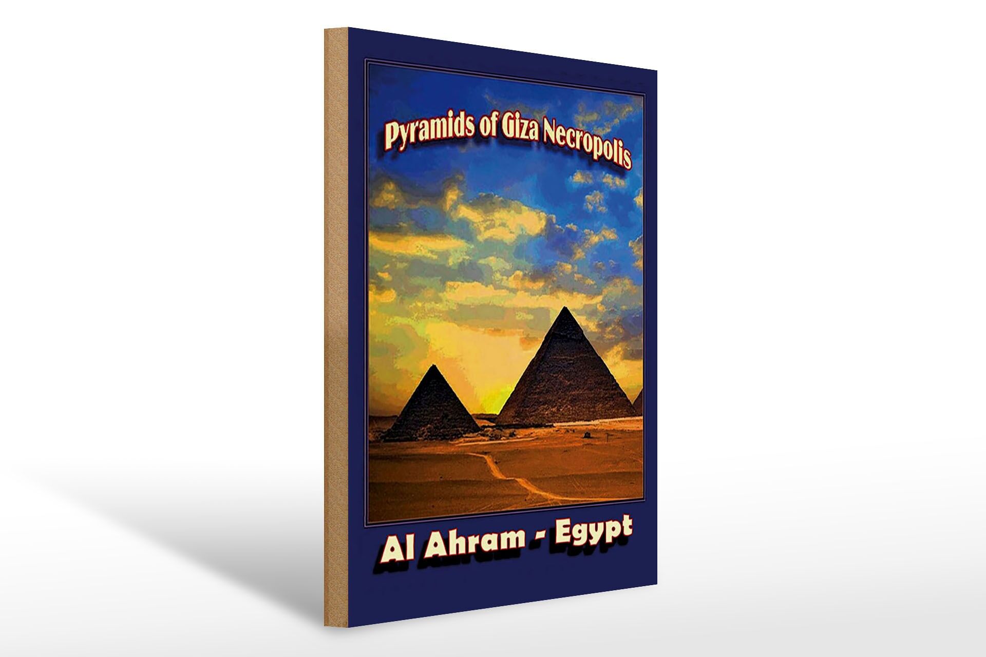 Holzschild Reise 30x40 cm Pyramiden von Gizeh Al Ahram Ägypten Deko Schild