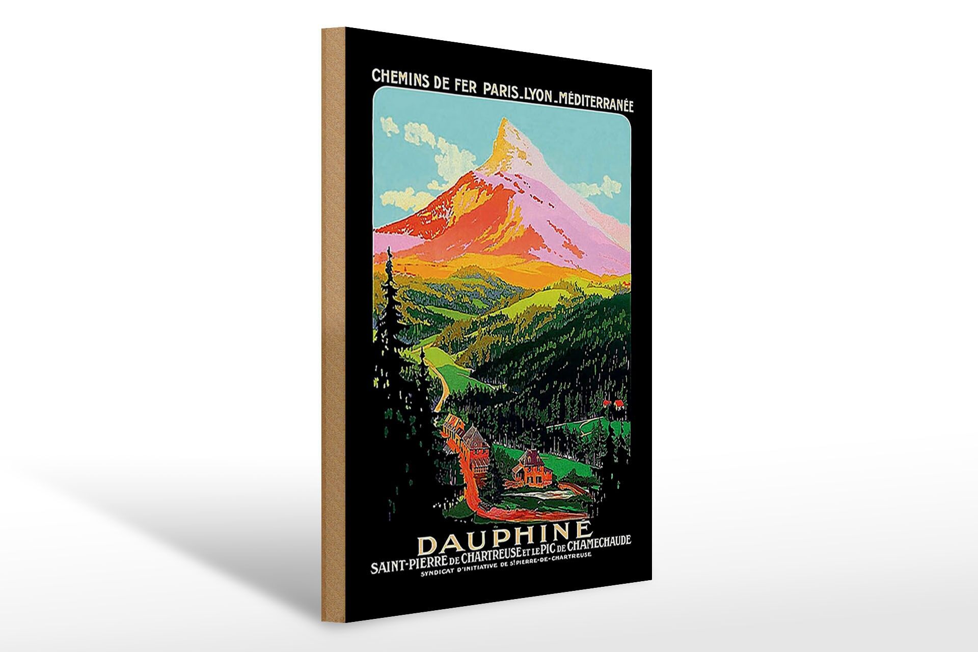 Holzschild Reise 30x40 cm Chemins de fer Paris Lyon Dauphine Deko Schild