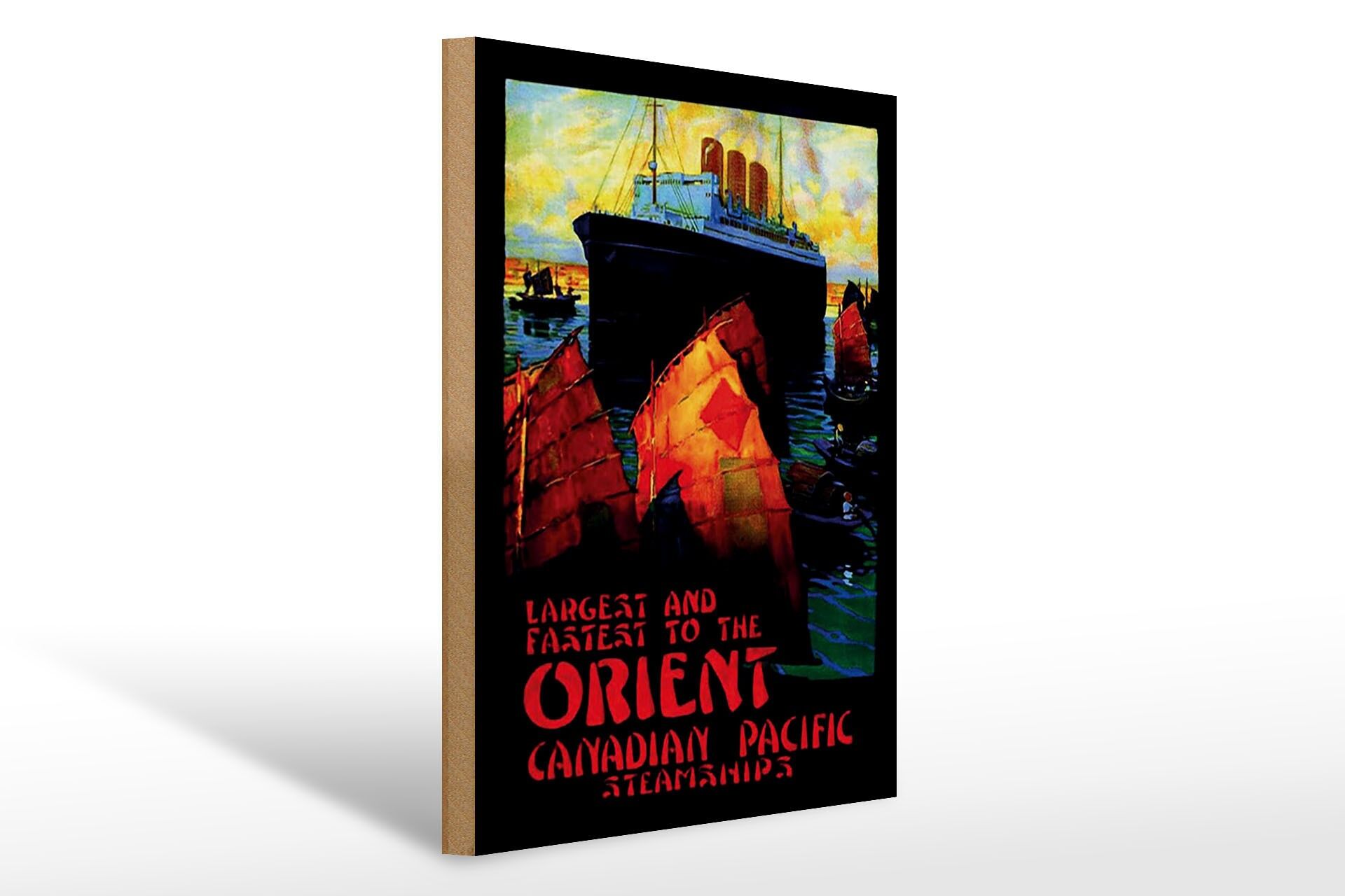 Holzschild Reise 30x40 cm Orient Canadian Pacific Steamships Deko Schild