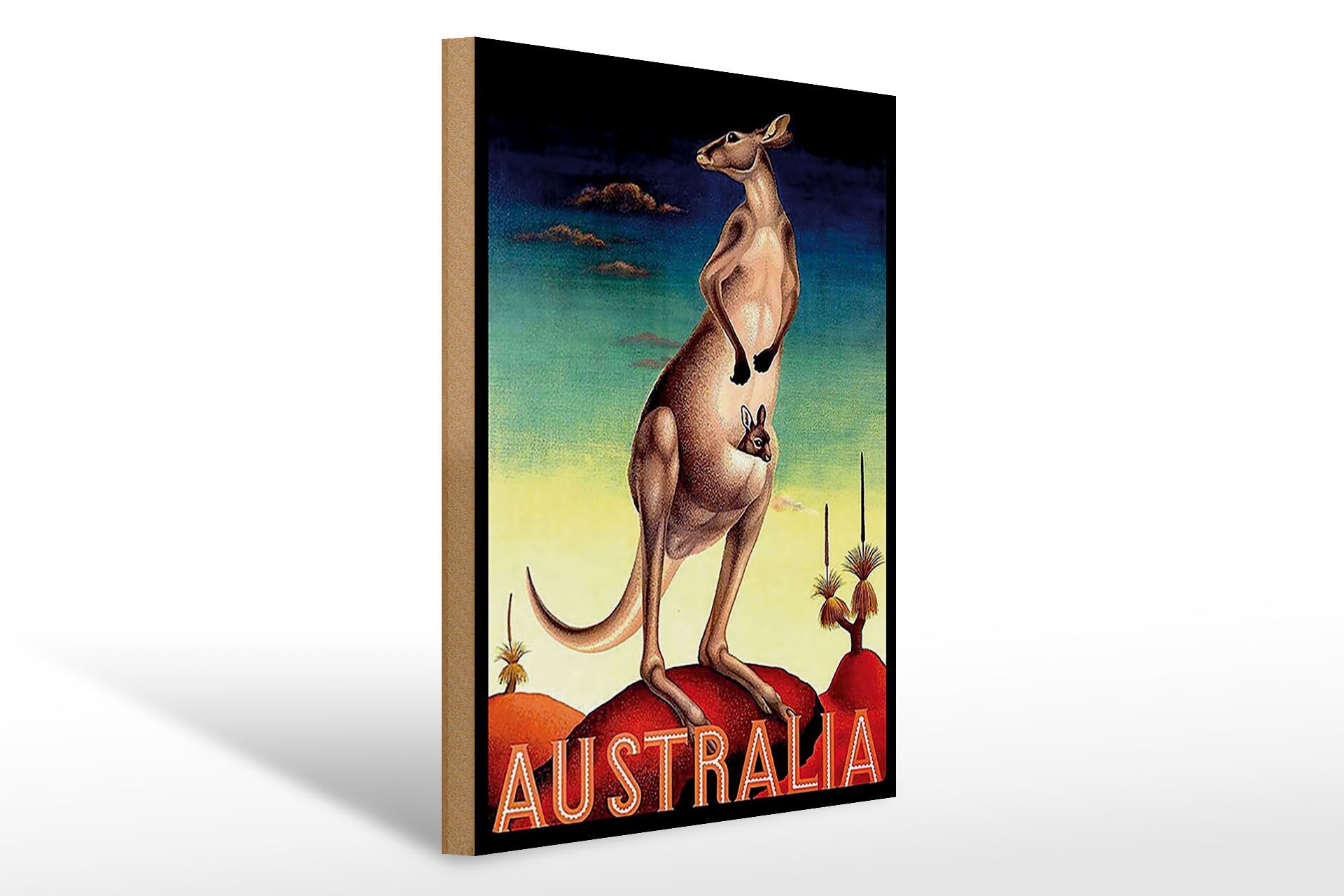 Holzschild Reise 30x40 cm Australia Kangaroo Deko Schild