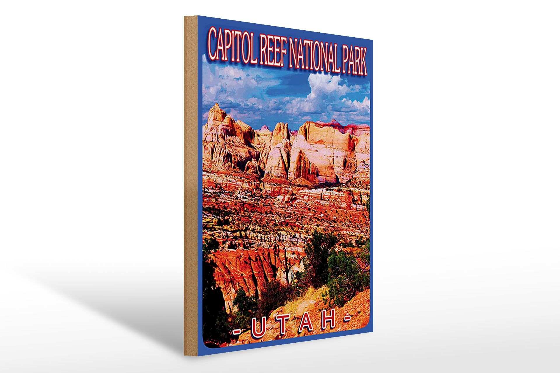 Holzschild Reise 30x40 cm Utah Capitol Reef National Park Deko Schild