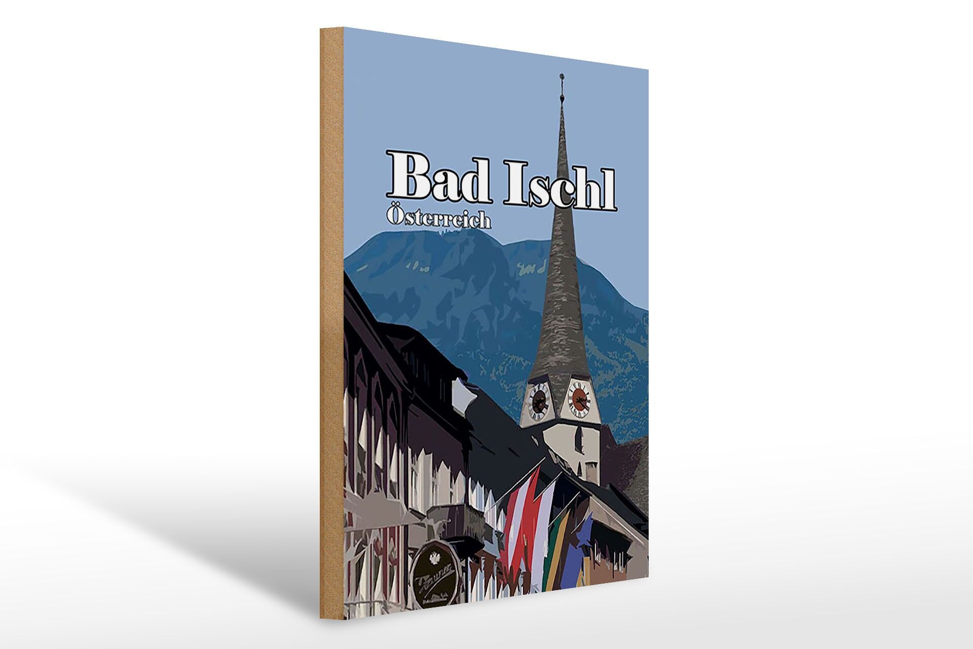 Cartello in legno per viaggi, 30x40 cm, Bad Ischl, Austria, cartello decorativo per il tetto della chiesa