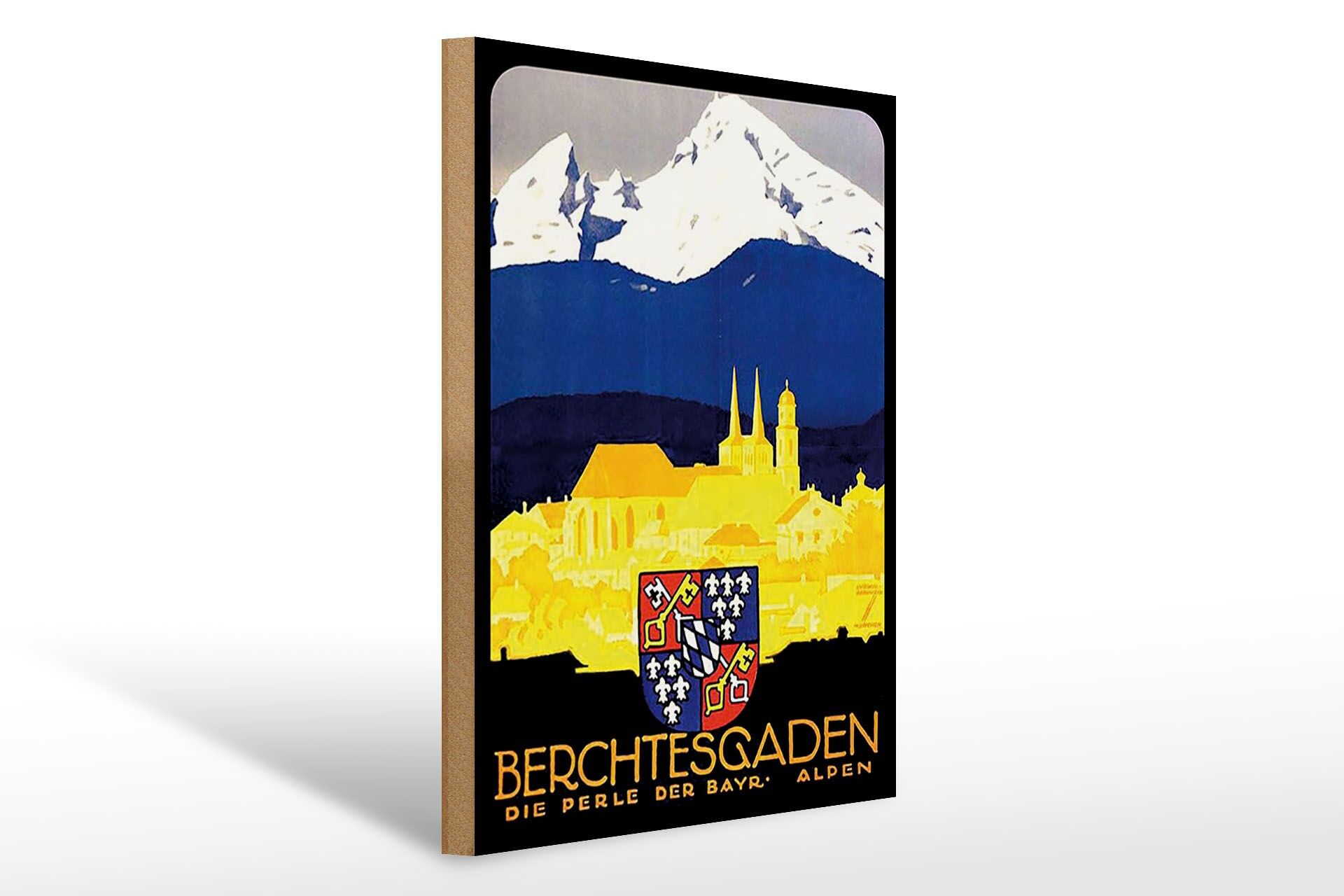 Cartello in legno 30x40 cm Berchtesgaden la perla delle Alpi Bavaresi