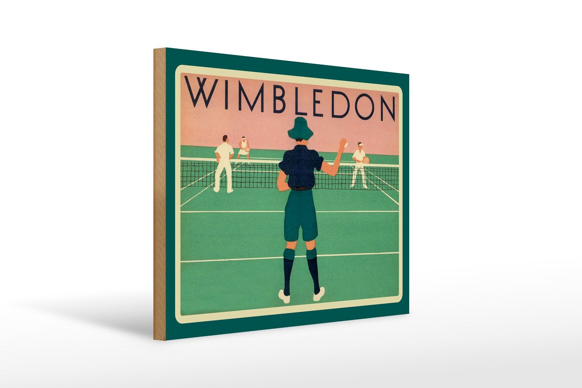 Cartello sportivo in legno 30x40 cm, cartello decorativo per prato con giocatore di tennis di Wimbledon